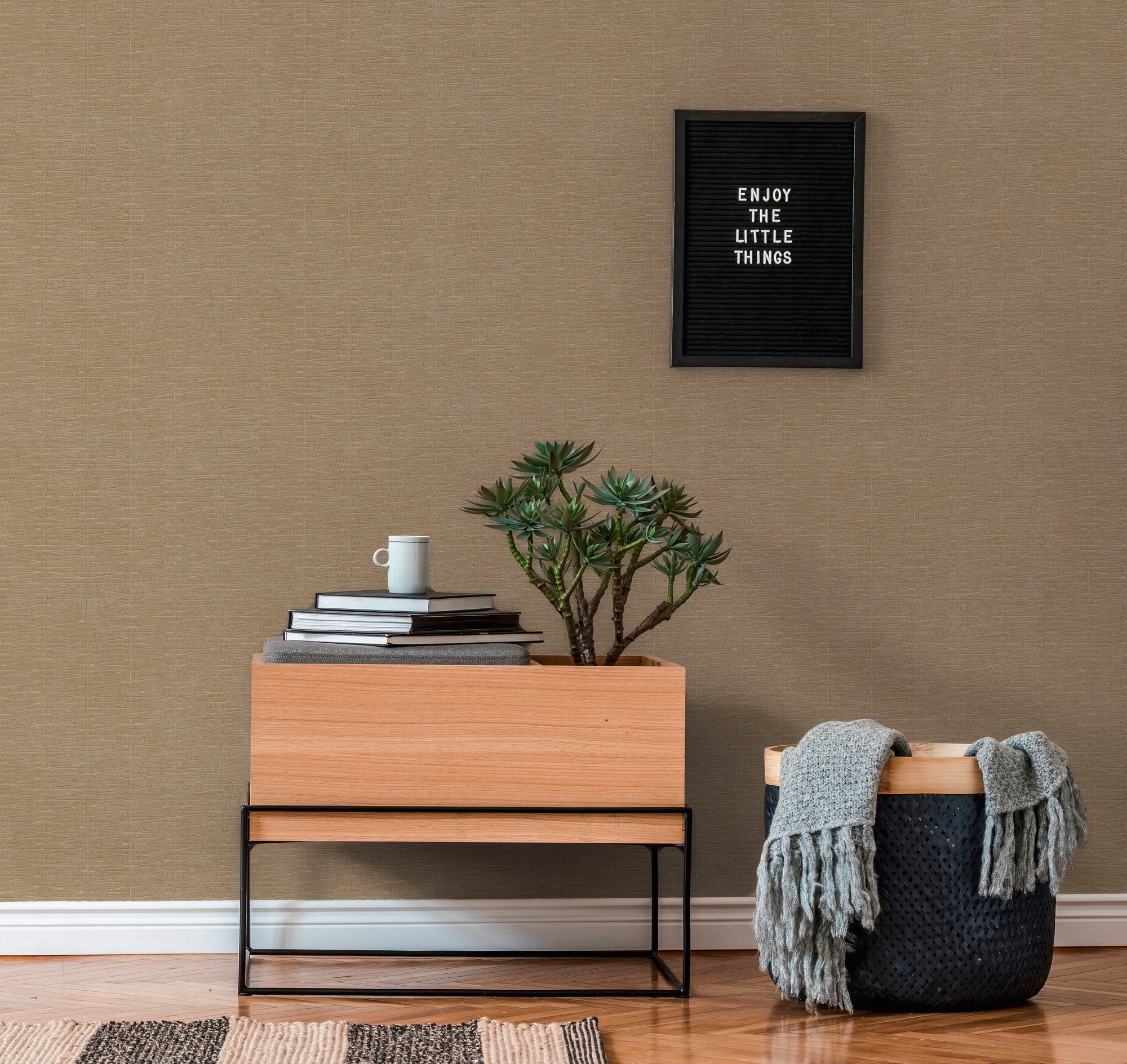 A.S. Création Vliestapete »Hygge«, Flechtoptik-glänzend-Strukturmuster, Metallic Tapete Struktur Tapeten Wohnzimmer Schlafzimmer Küche Design