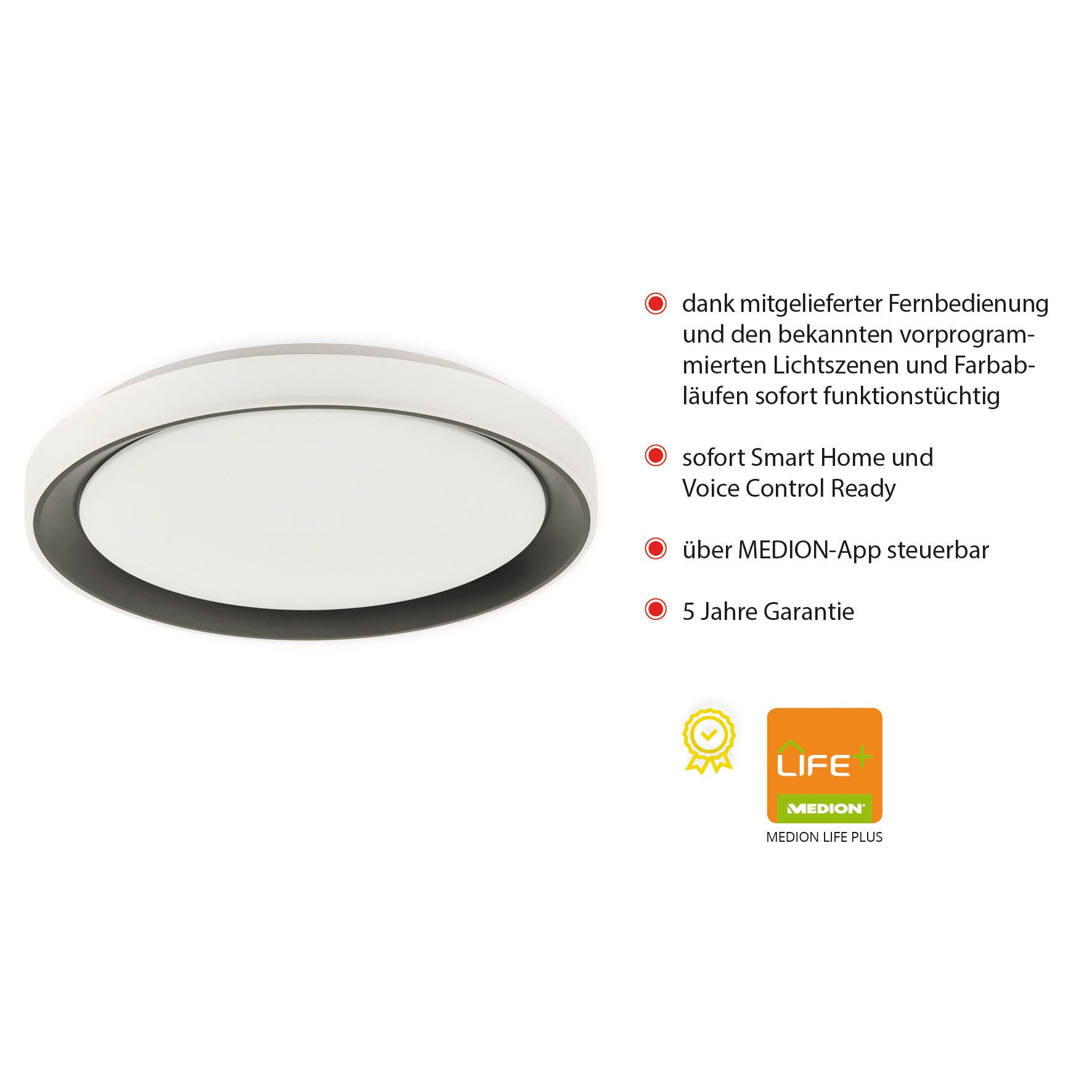 JUST LIGHT LED Deckenleuchte »Ls-DISC« LED-Board 1 Stk. warmweiß - kaltweiß Smarthome fähig