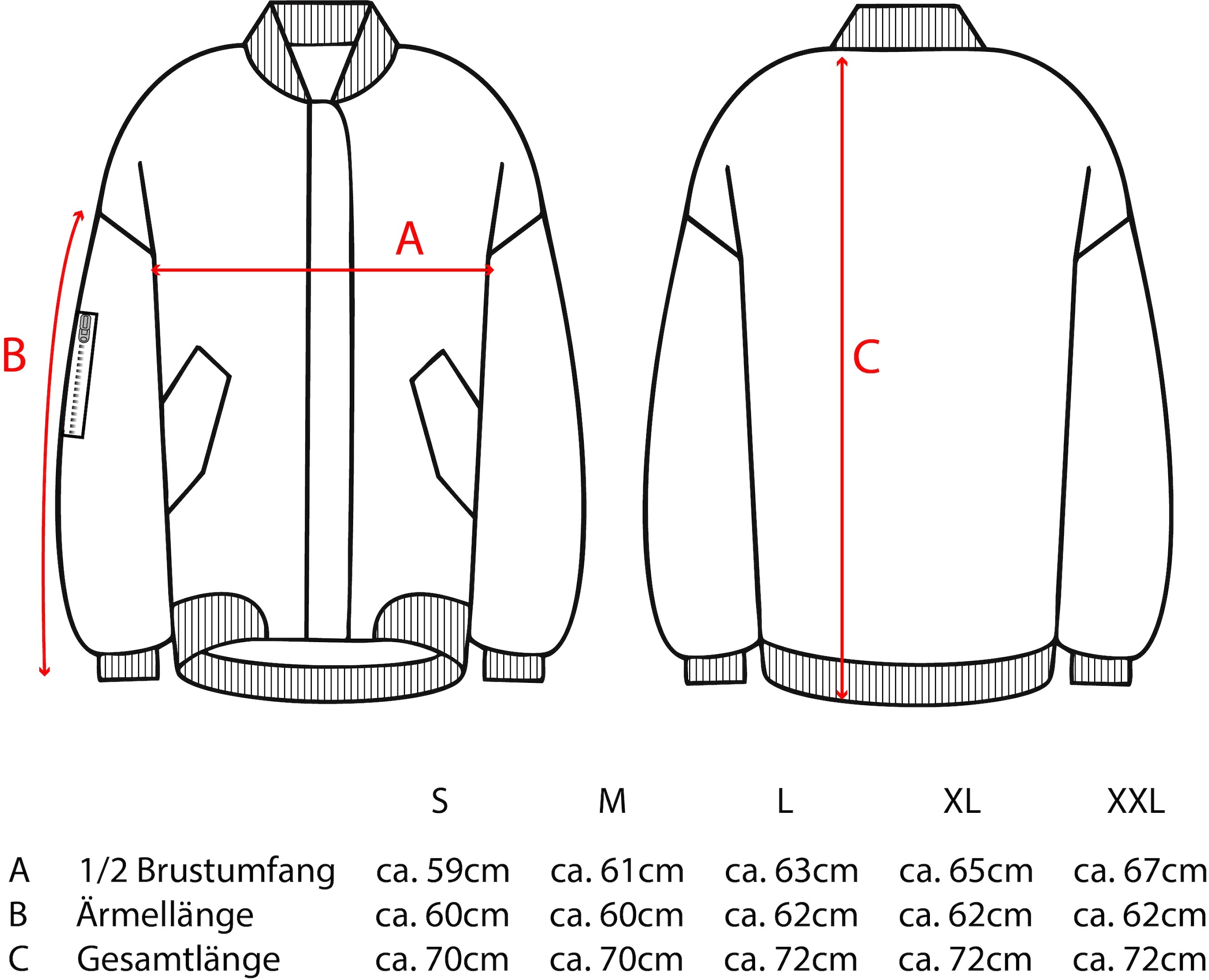 Zwillingsherz Bomberjacke »"Happy"« ohne Kapuze verdeckter Reißveschluss, Taschen