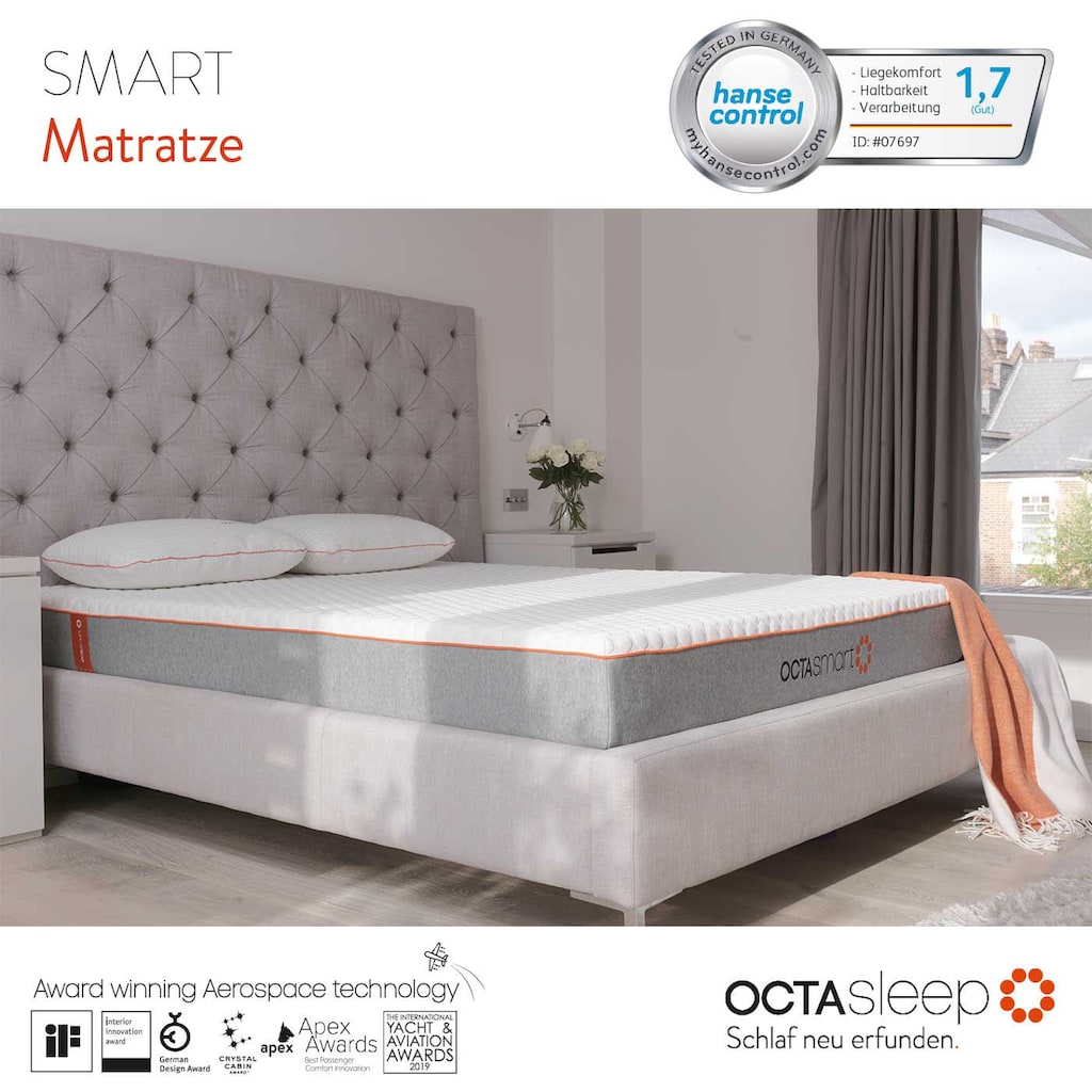 OCTAsleep Komfortschaummatratze »Octasleep Smart Matress, Matratze 90x200, 140x200 cm & weitere Größen«, 18 cm hoch, (1 St.)