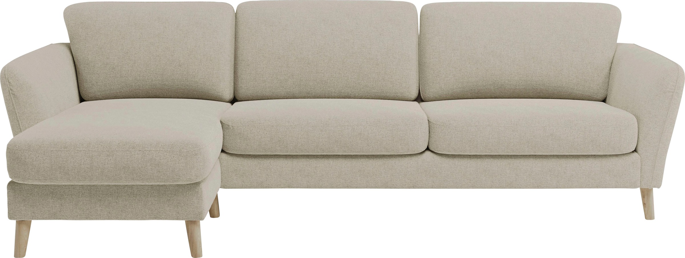 Home affaire Ecksofa »MARSEILLE (279/152cm),L-Form, Rec. rechts/links, verschiedene Bezüge« Massivholzbeine Eiche, Landhausstil, Wellenunterfederung