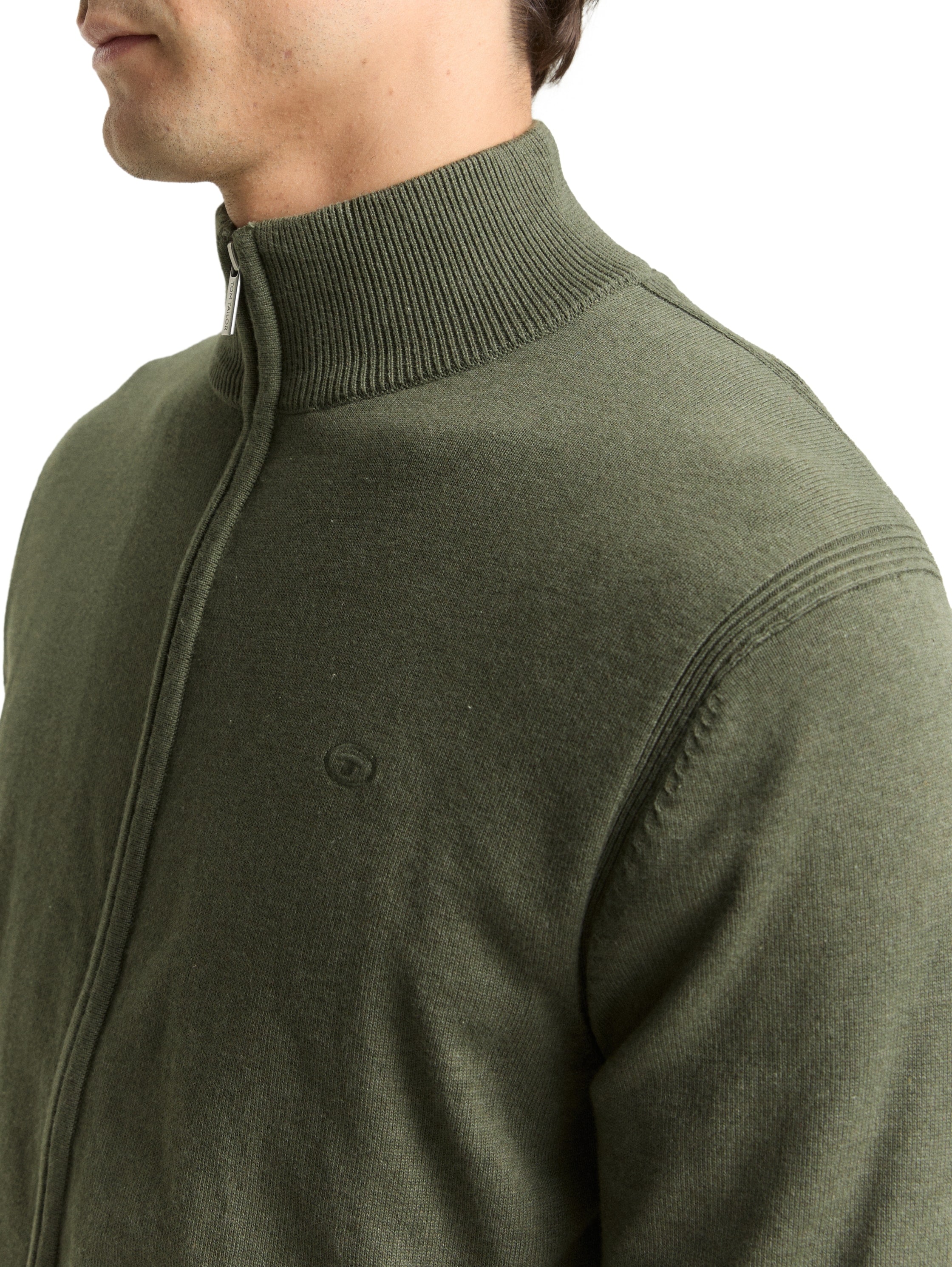 TOM TAILOR Strickjacke mit Logo Stickerei