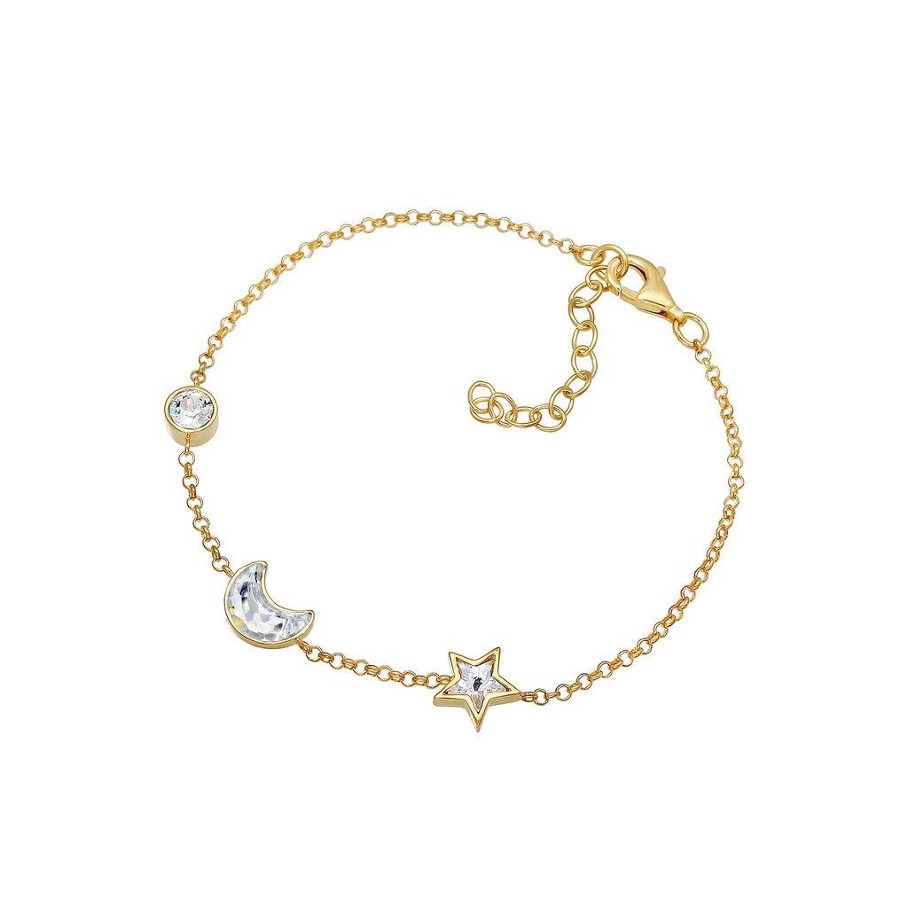 Elli Armband »Astro Stern Mond Kristalle 925 Silber«