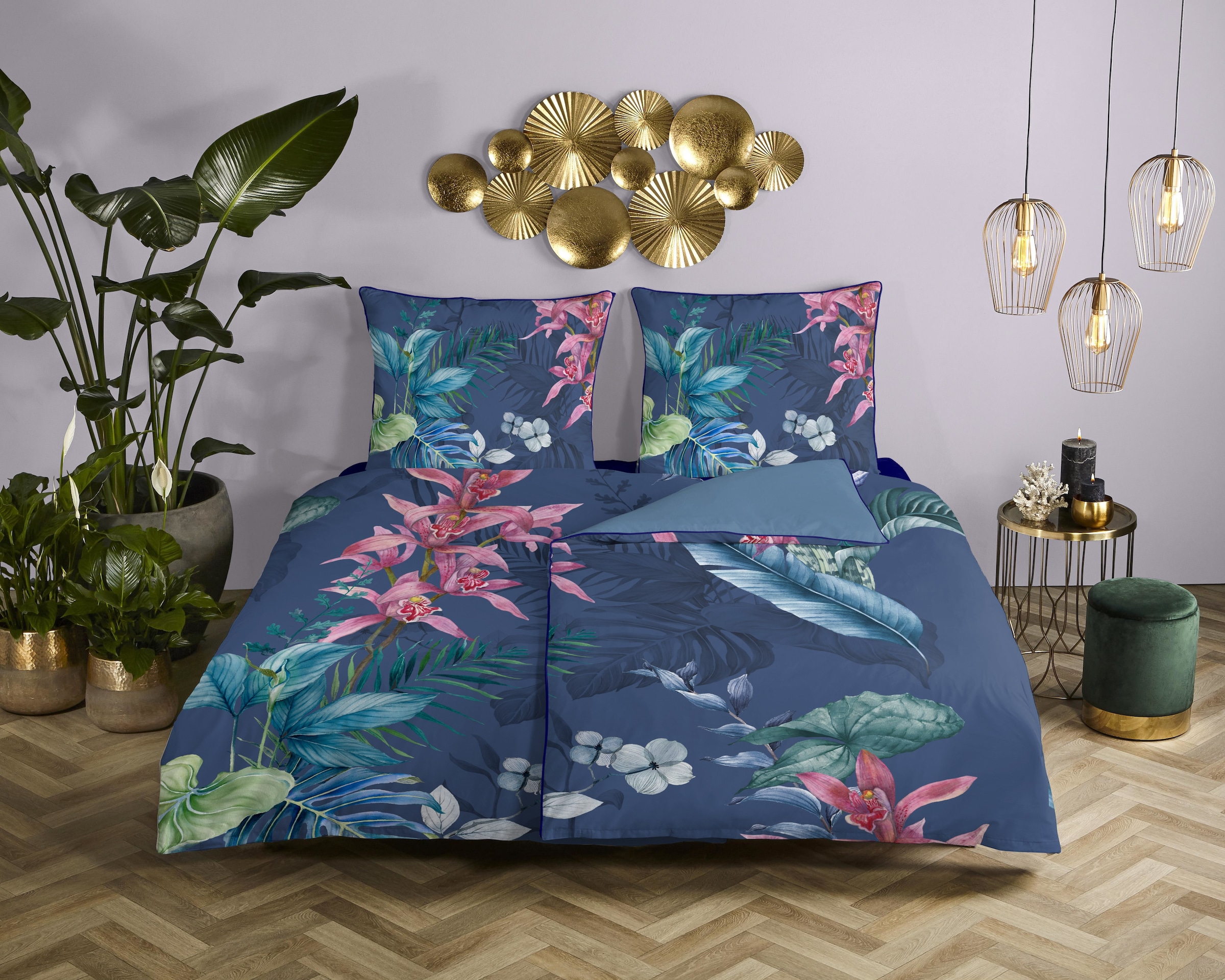 Descanso Wendebettwäsche »Maee« 2 Stk. tlg. Satin, Reißverschluss, Paspel, günstig online kaufen