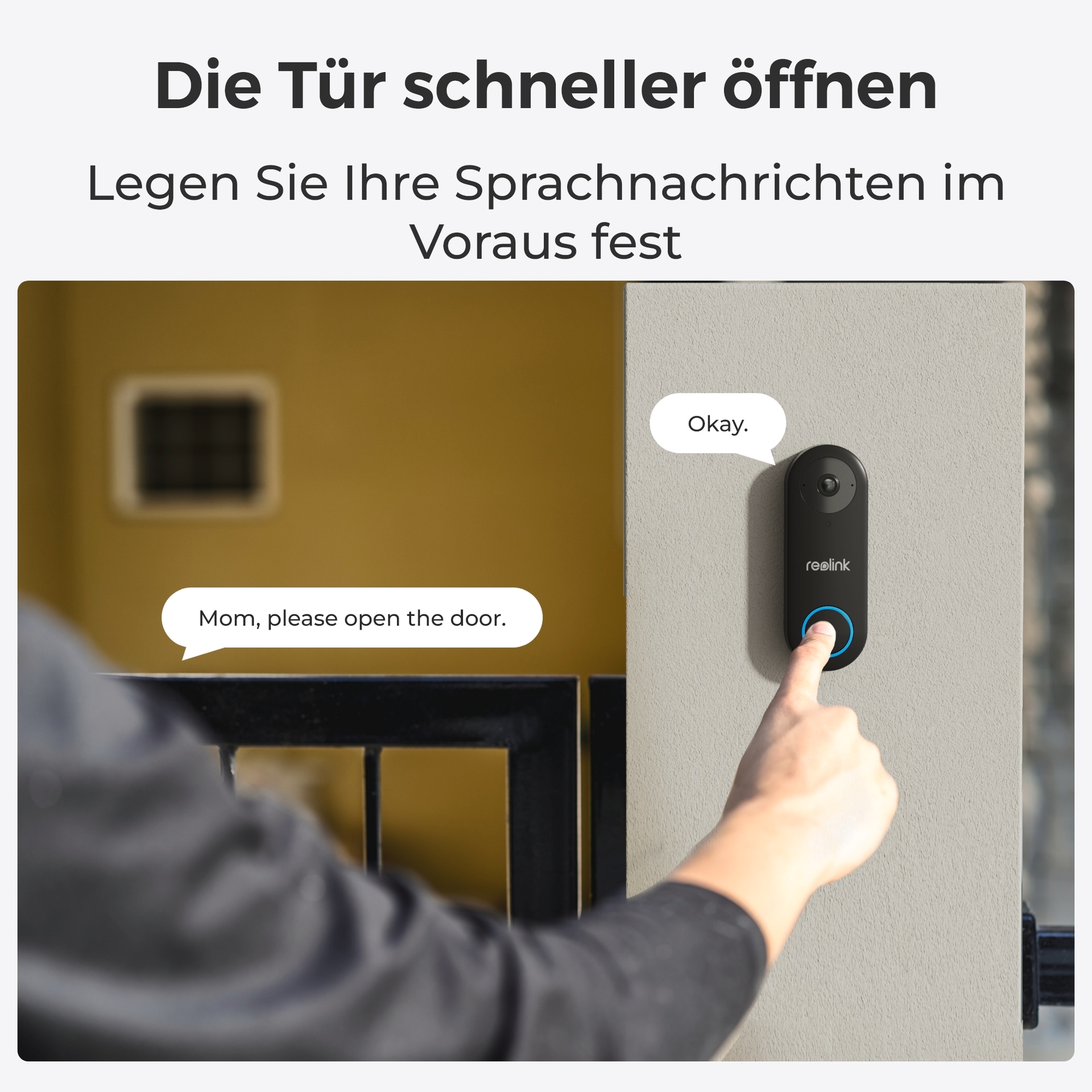 Reolink Smart Home Türklingel »D340W - 5MP Video-Türklingel & Chime«, Außenbereich, 2,4/5 GHz WLAN, Personenerkennung, 2-Wege-Audio, arbeitet mit NVRs