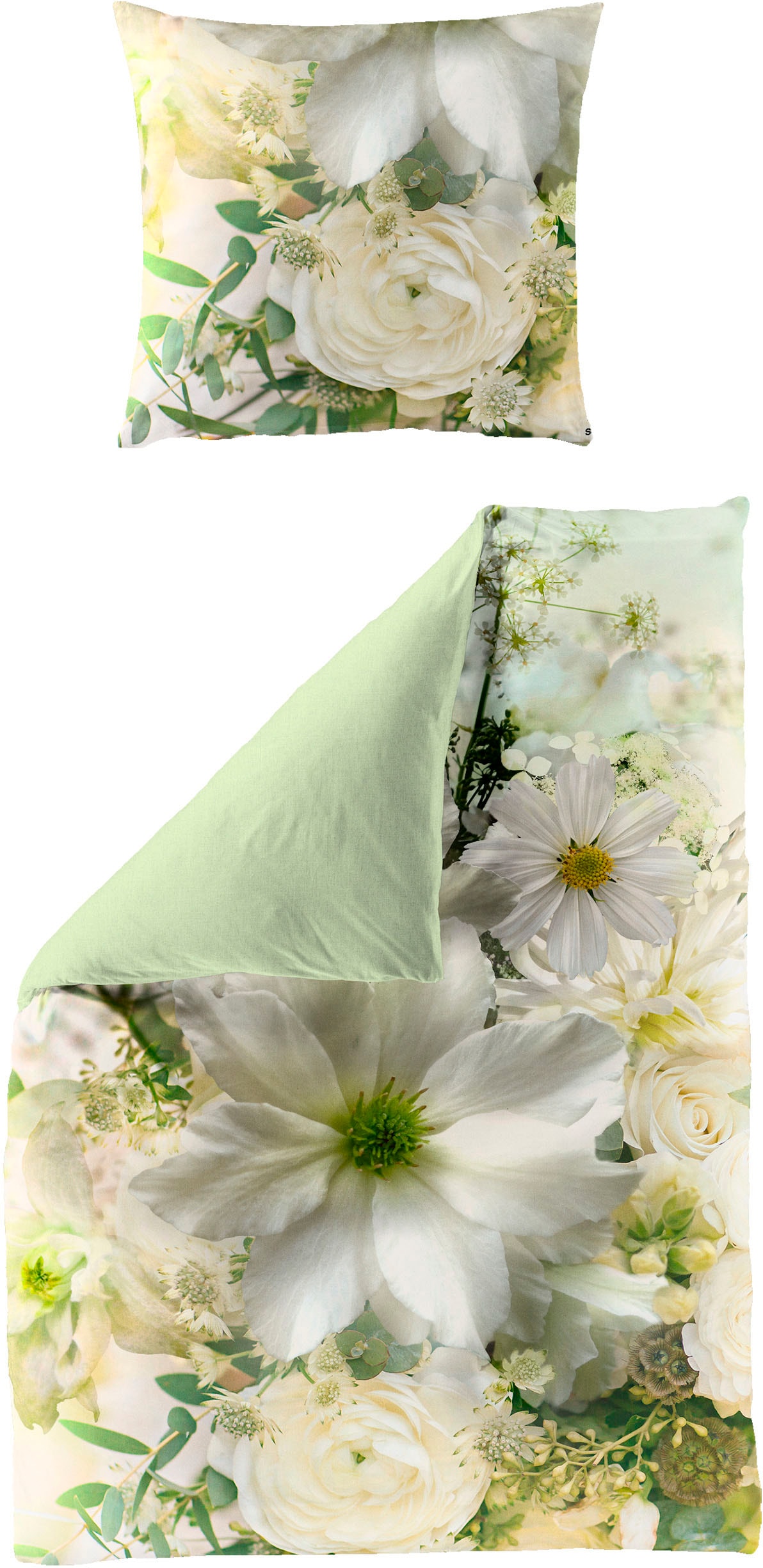 BIERBAUM Wendebettwäsche »Green Flower« 2 Stk. tlg. Mako-Satin, 100 % Baumw günstig online kaufen