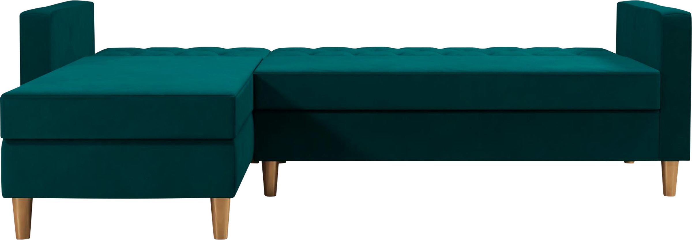 Cosmo Living Ecksofa »Liberty«, mit Schlafffunktion, Recamiere mit Stauraum beidseitig montierbar