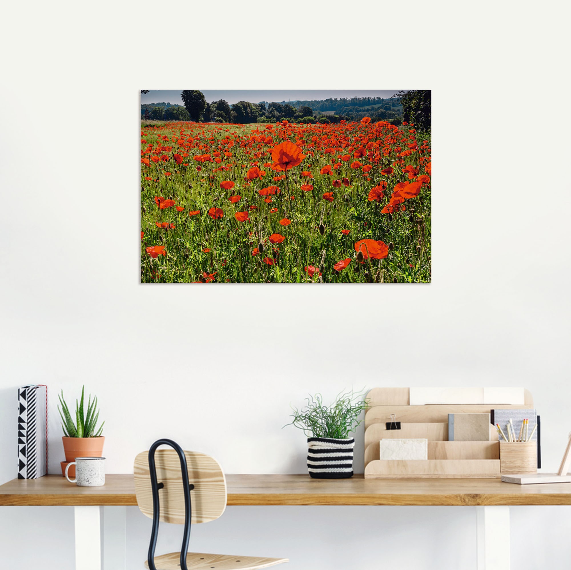 Artland Alu-Dibond-Druck »Mohnblumenwiese II«, Blumenwiese, (1 St.), für Innen- und Außenbereich geeignet, Outdoorbild