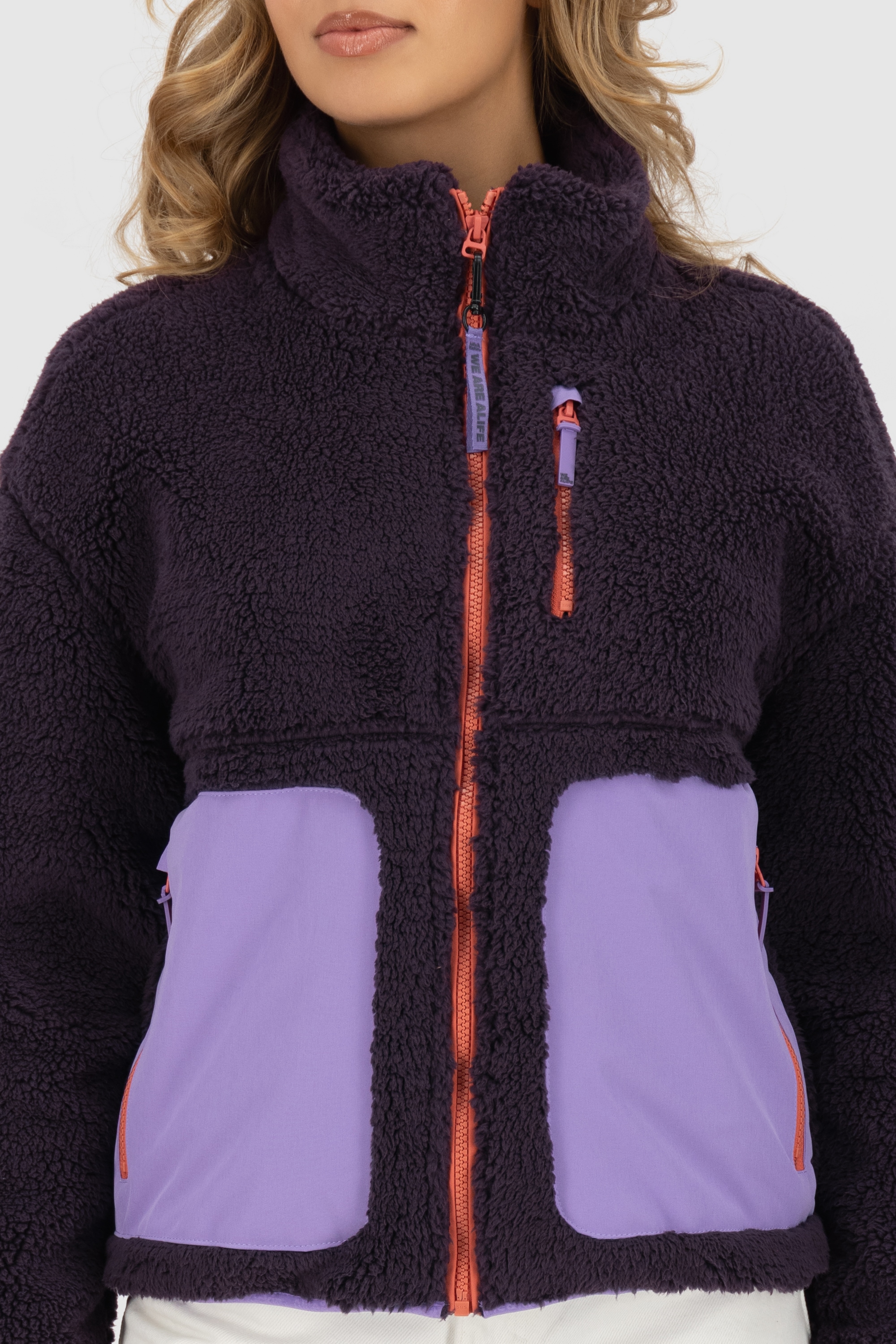 Alife & Kickin Winterjacke »Damen AnoukAK G«, ohne Kapuze, Stylische Teddy Plüschjacke mit hohem Kragen und Fleece-Innenfutter