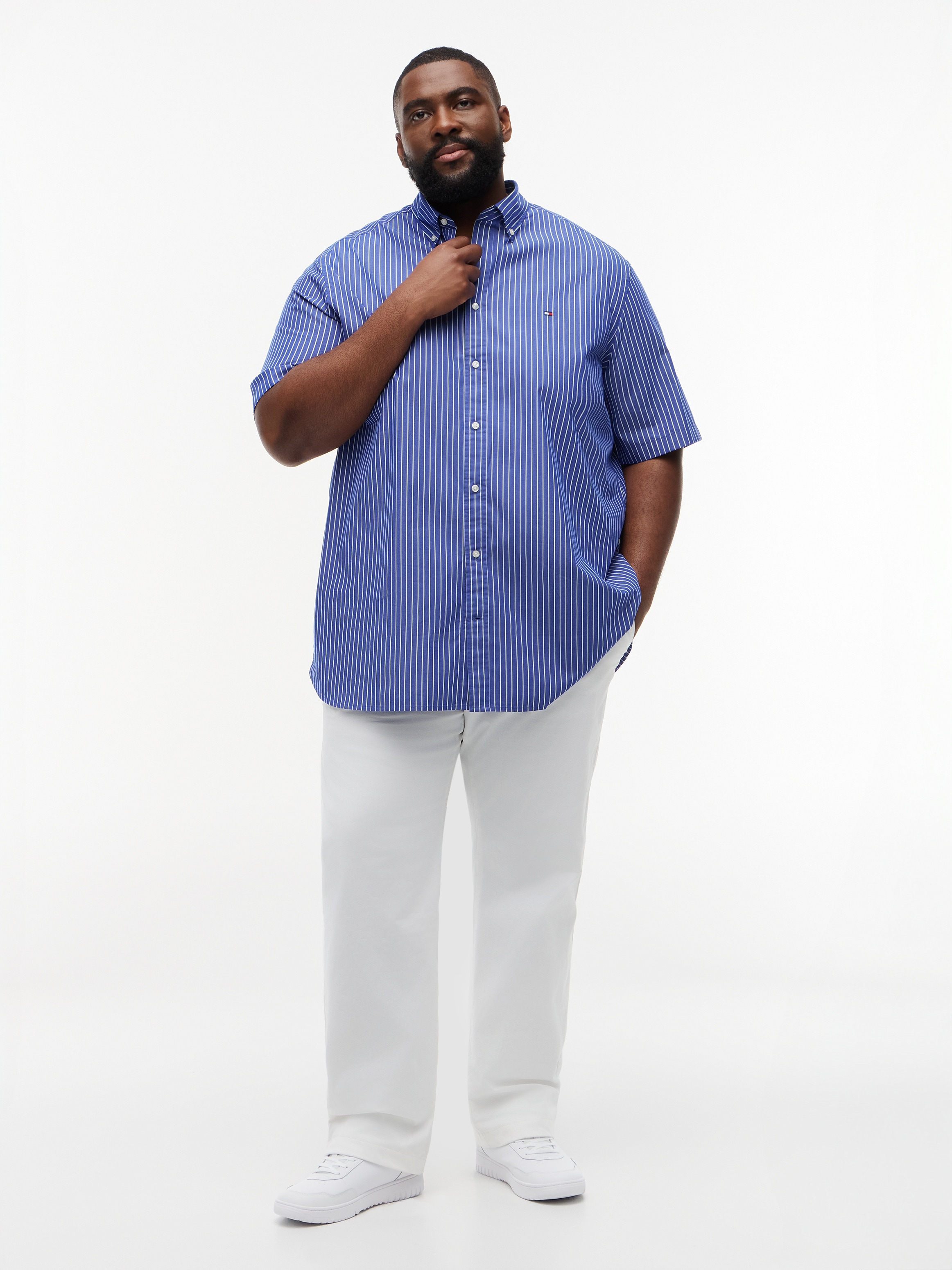 Tommy Hilfiger Big & Tall Kurzarmhemd »FLEX POPLIN« Große Größen, regular fit, fein gestreift