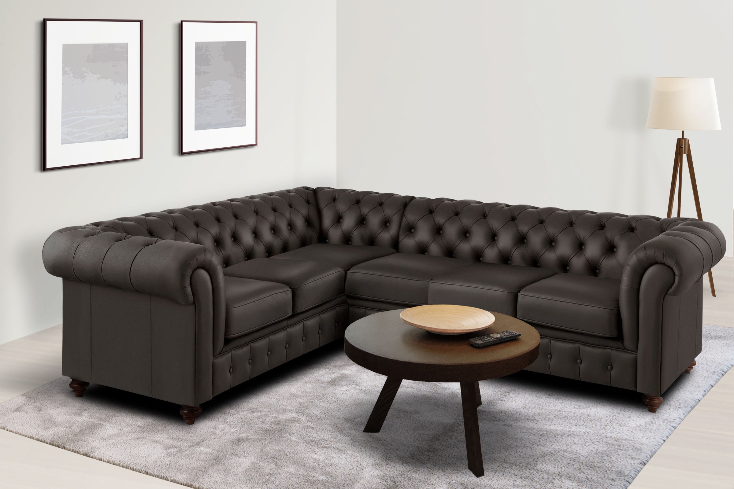 Home affaire Chesterfield-Sofa »Chesterfield Ecksofa, auch in Leder L-Form« günstig online kaufen
