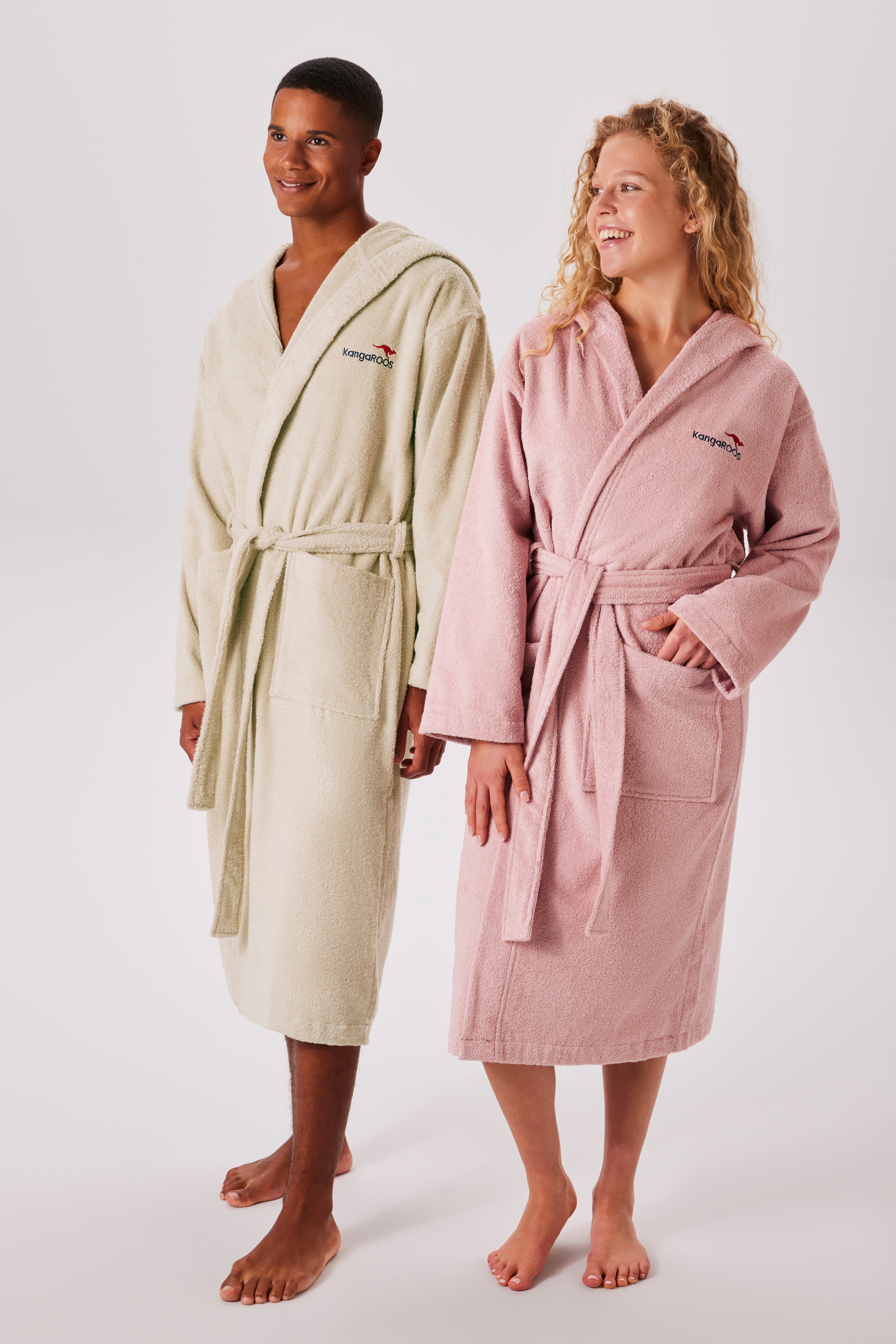 KangaROOS Unisex-Bademantel »Cassidy, für Damen & Herren, Standardlänge & Überlänge« 1 Stk. tlg., mit Taschen, Männer und Frauen, Baumwolle, Reise, Hotel, Sauna, S-3XL