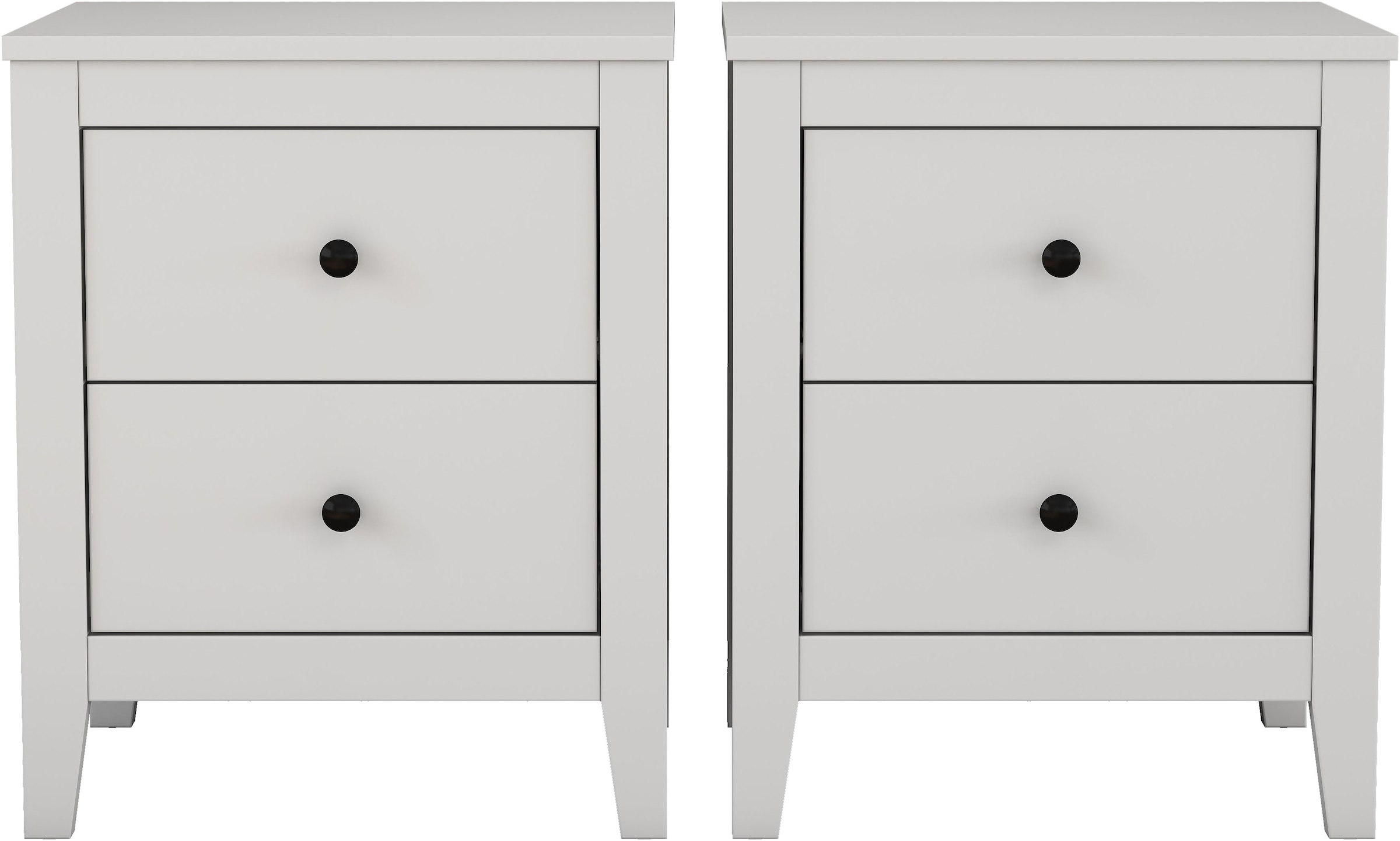 OTTO home Nachtkommode »Borkum Nachttisch Set im Landhaus Design weiß Bestseller« Set, 2 Schränke im Set, schwarze Griffe aus Metall, 
