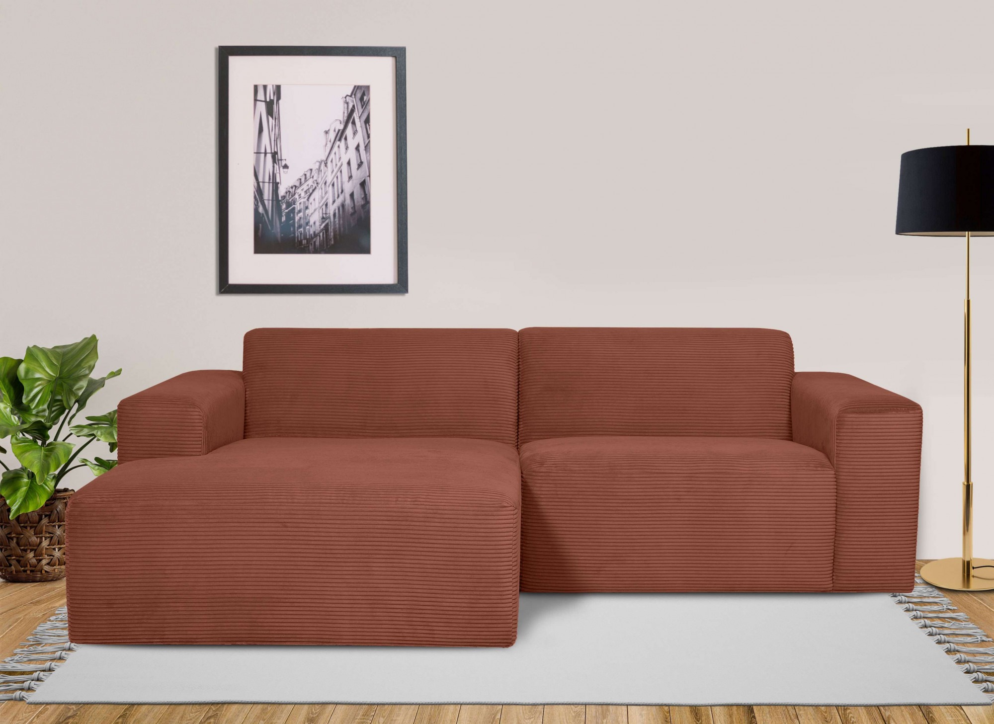 INOSIGN Ecksofa »Koa,228cm, L-Form, Modulsofa, Webstoff, Cord«, Designsofa, weicher Lounge-Sitzkomfort, Welleunterfederung, bodentief