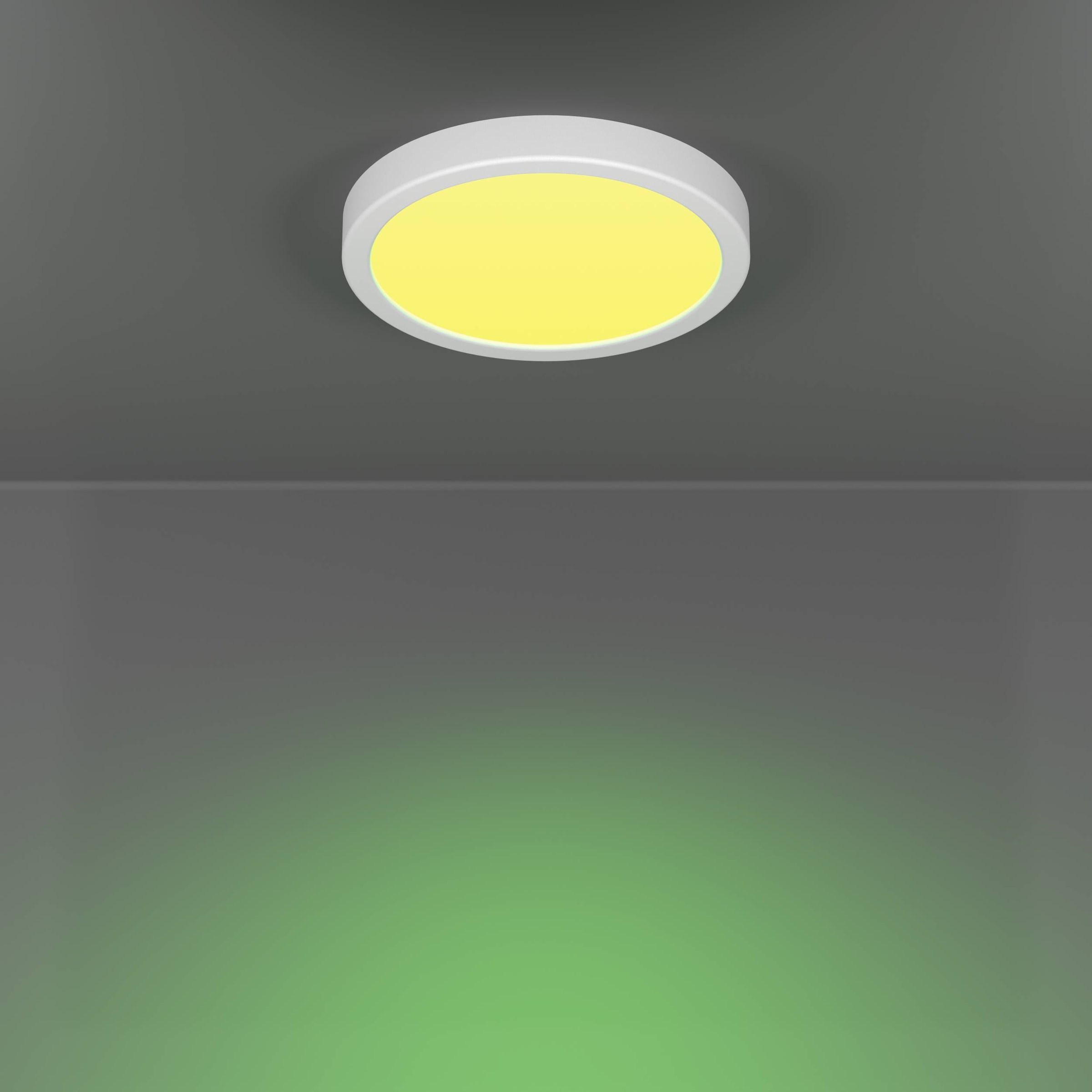 EGLO Aufbauleuchte »Fueva 6-Z Deckenlampe, ZigBee, App und Sprachsteuerung, Badlampe, IP44« LED-Modul 1 Stk. Kaltweiß | RGB Aufbauleuchte - H2,5 x Ø21,1 cm - weiß - 11,2W inkl.