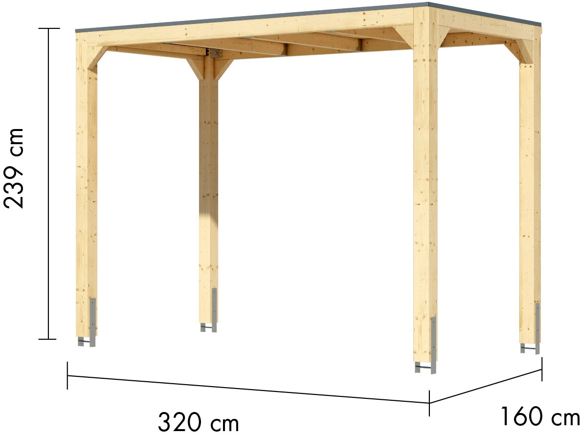 Karibu Pavillon »Gordon«, BxTxH: 320x160x239 cm, ohne Seitenteile und Rückwand