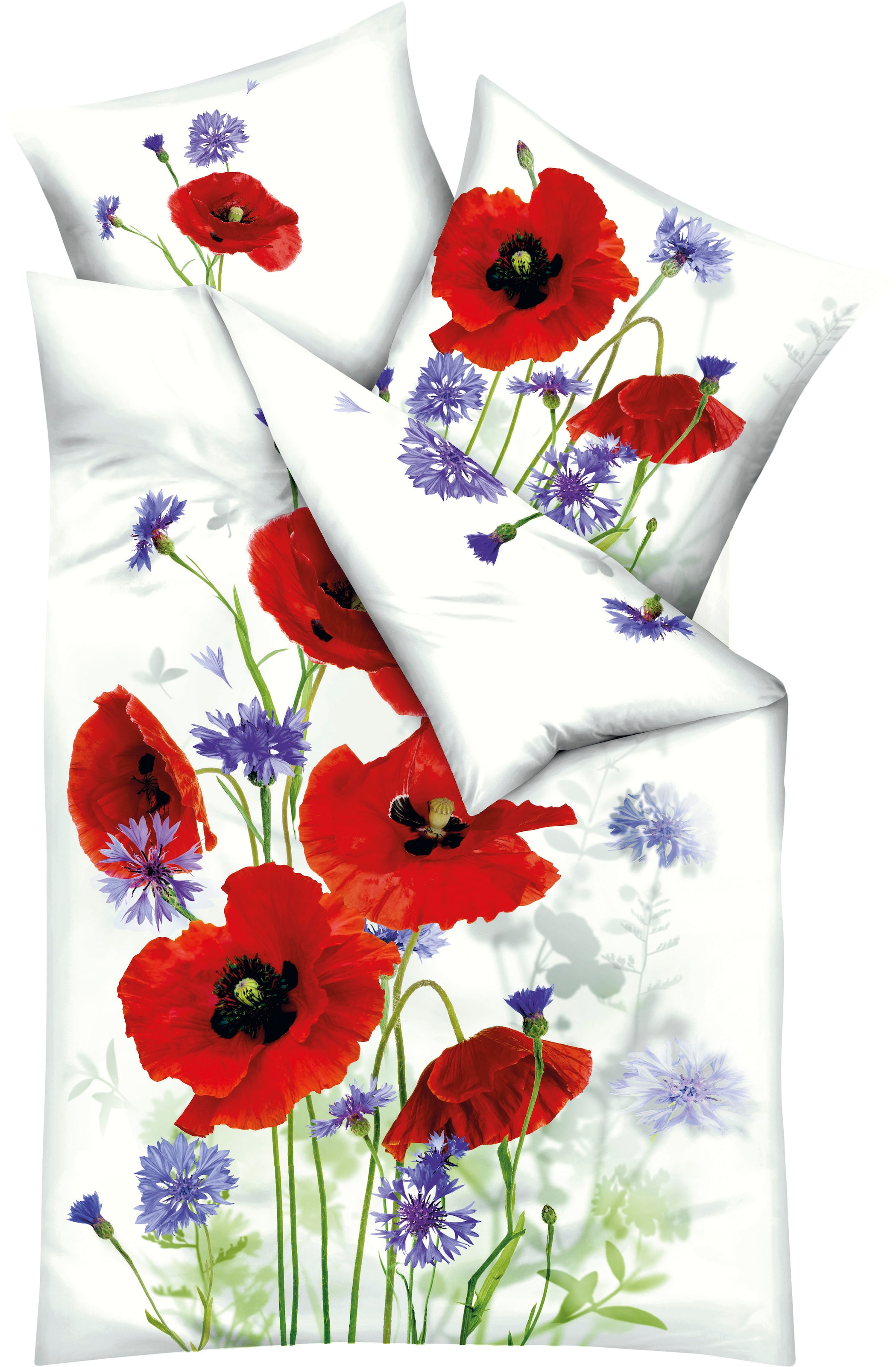 Kaeppel Bettwäsche »Red and Blue«, Mit großen Mohnblumen
