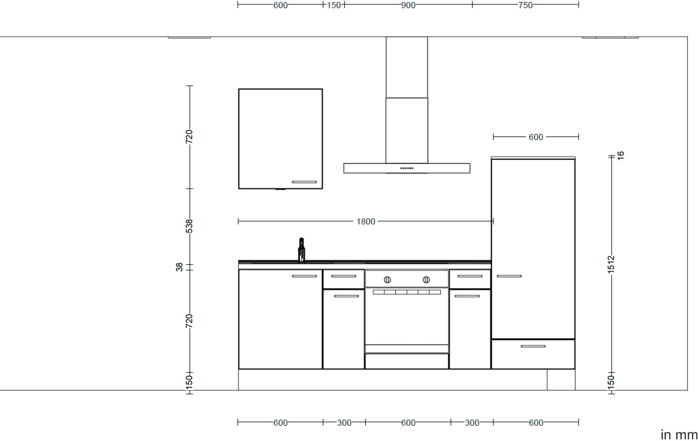 nobilia® Küchenzeile »"Structura I"« vormontiert, Ausrichtung wählbar, Breite 240 cm, wahlw. mit E-Geräten