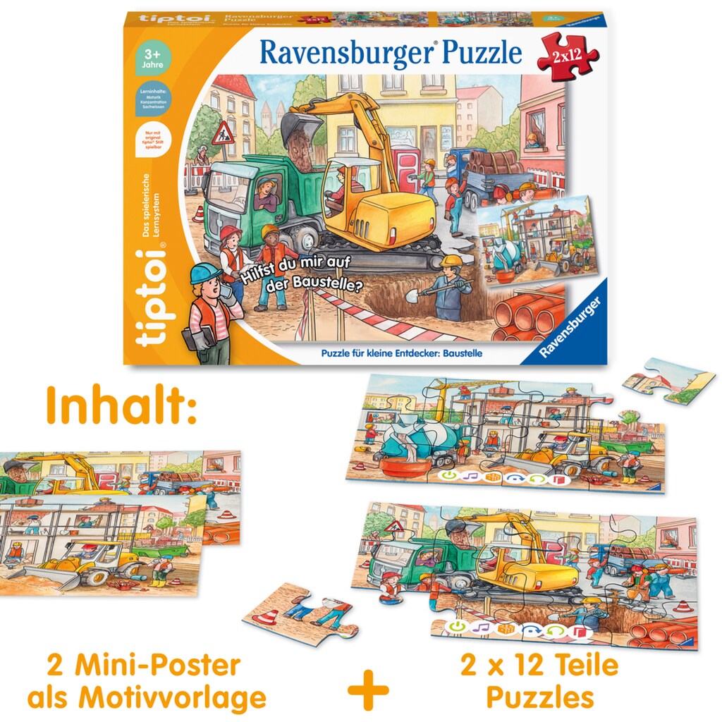 Ravensburger Puzzle »tiptoi® Puzzle für kleine Entdecker: Baustelle«, Made in Europe, FSC® - schützt Wald - weltweit