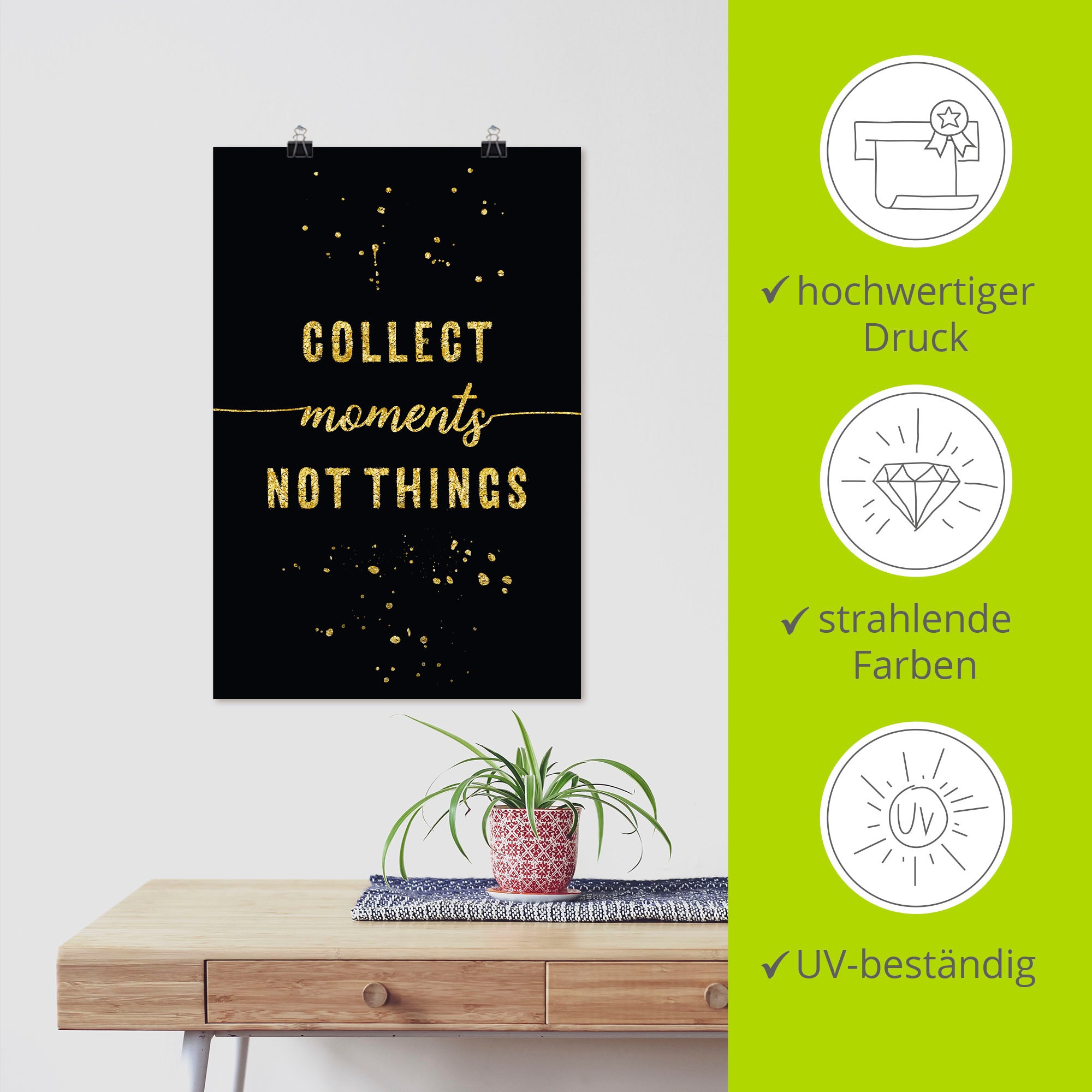 Artland Poster »GOLD Sammle Momente, keine Dinge« Sprüche & Texte 1 Stk. tlg. ohne Rahmen