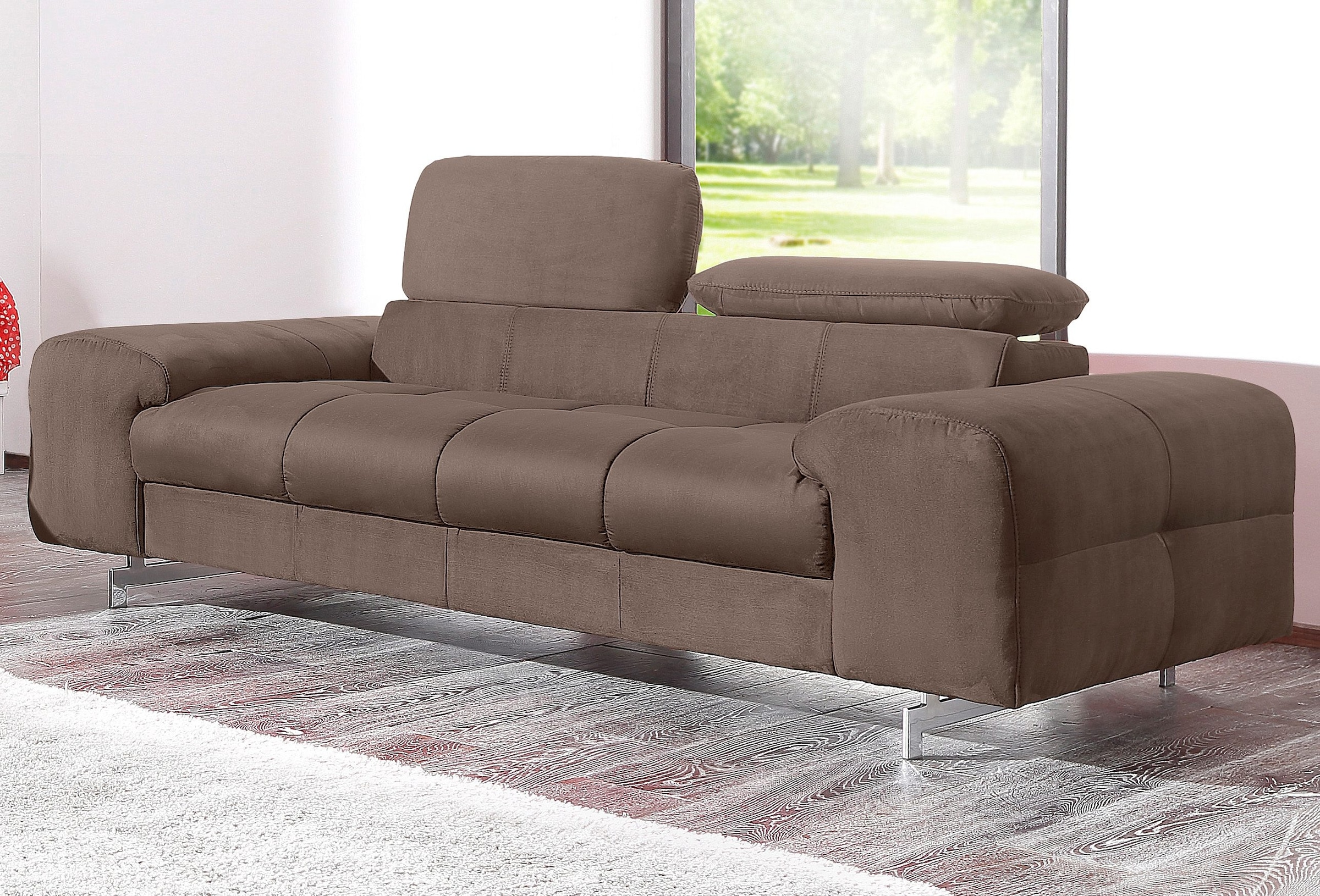 COTTA 2-Sitzer »Chef«, Big-Sofa mit Kopfteilverstellung, edle Metallkufen