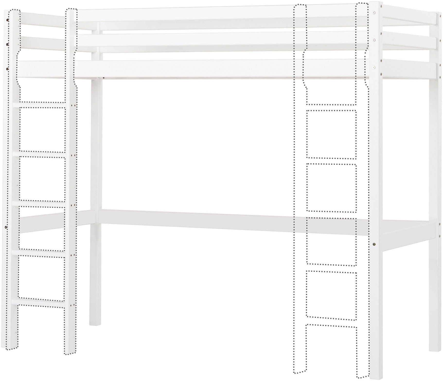 Hoppekids Hochbett »Hochbett 90x200cm mit Schreibtisch, umbaubar zu Einzelbett«, FSC® zert. Massivholz, Hochbett ohne Schreibtisch nutzbar
