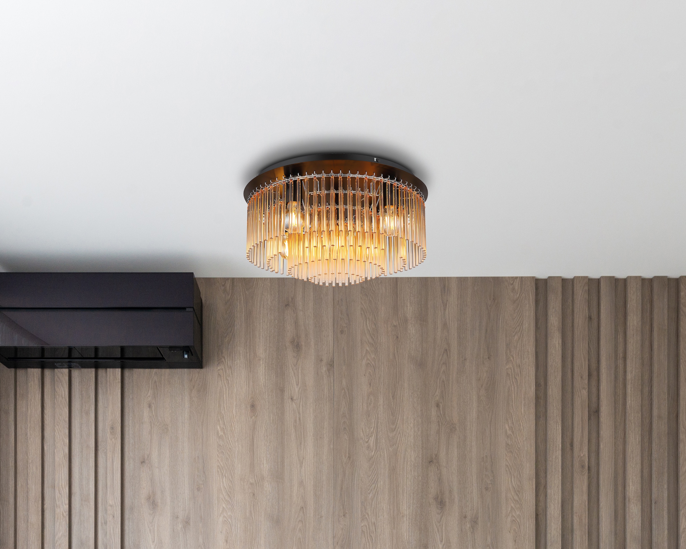 GLOBO LIGHTING Deckenleuchte »GORLEY«, Leuchtmittel E27 | ohne Leuchtmittel, Deckenleuchte/Glasstäbe/Glas amber/Wohnzimmer/Esszimmer