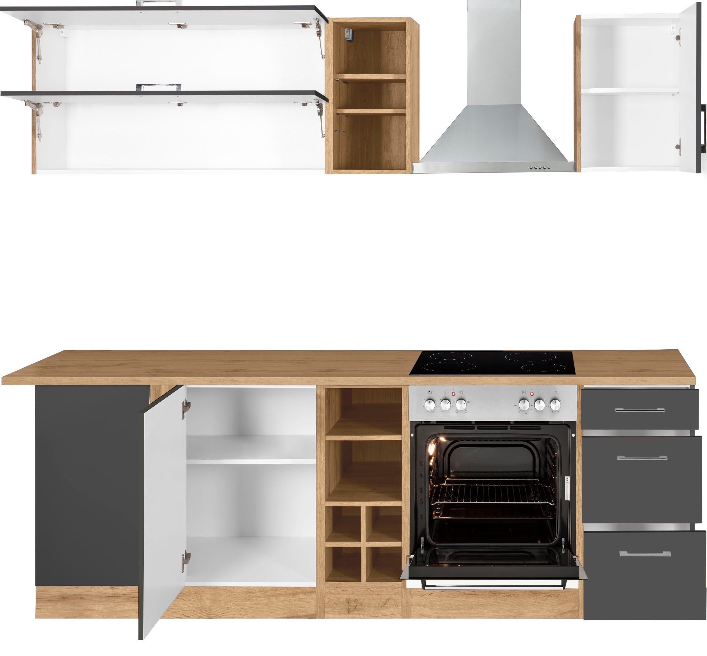 KOCHSTATION Winkelküche »KS-Colmar«, mit E-Geräten, Stellbreite 210/240 cm