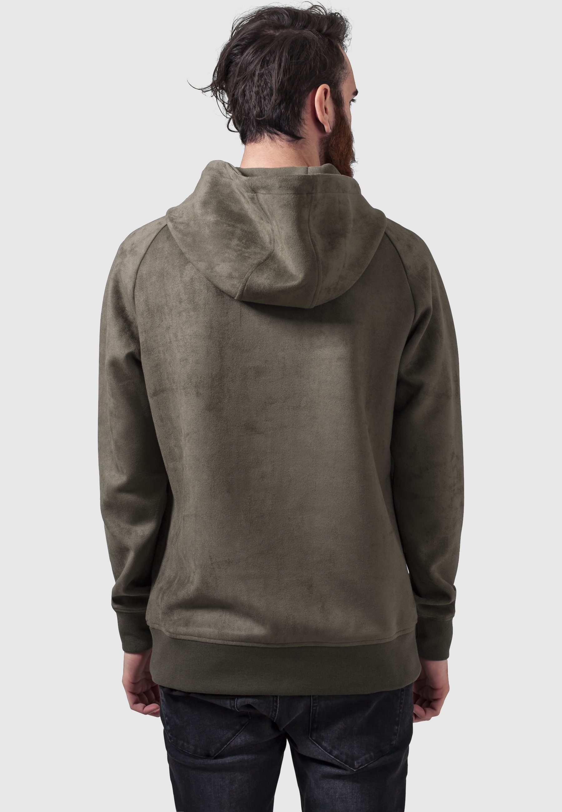 URBAN CLASSICS Rundhalspullover »Urban Classics Herren Imitation Suede Hoody« 1 Stk.