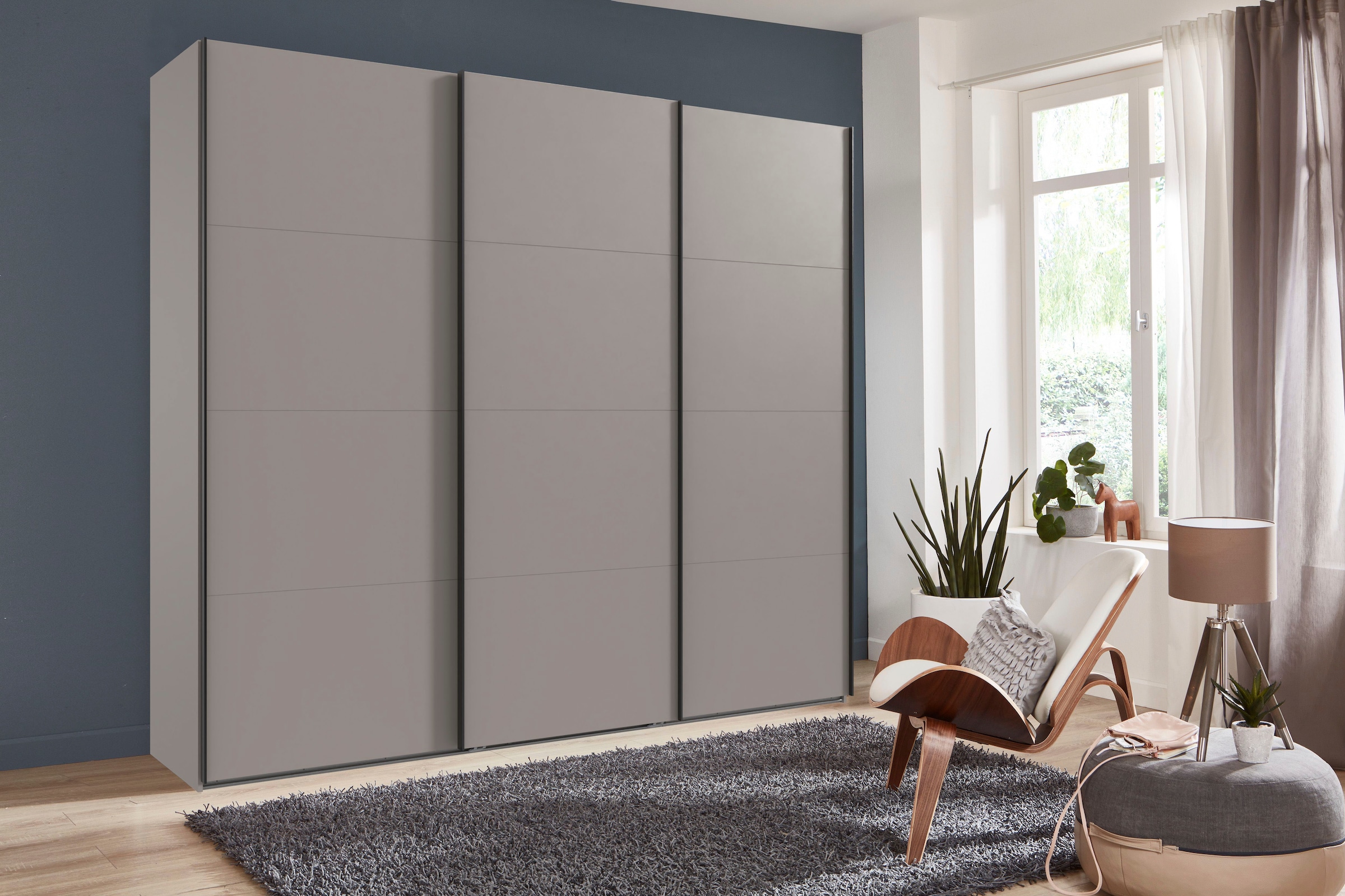 Wimex Schwebetürenschrank »Mugano, Made in Germany, Lieferung bis in Deine Etage und Stellort«, (wähle Deine Ausstattung: Basic oder Premium!), 3 Schwebetüren, große Größen, mit oder ohne Spiegel, Metallgriffe