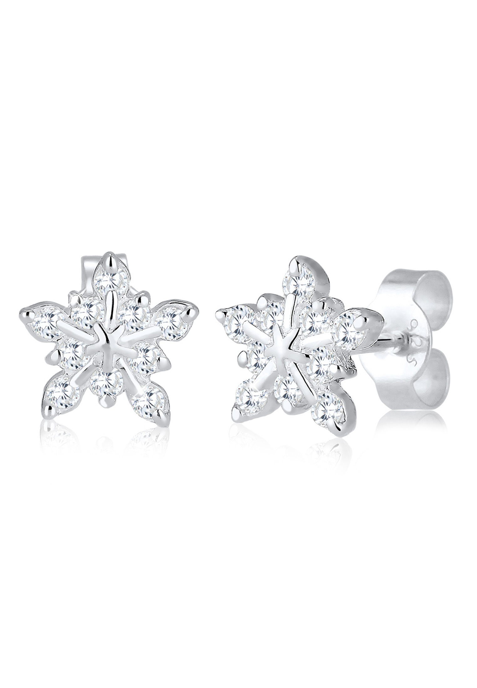 Elli Paar Ohrstecker »Schneeflocke Winter Zirkonia 925er Sterling Silber«