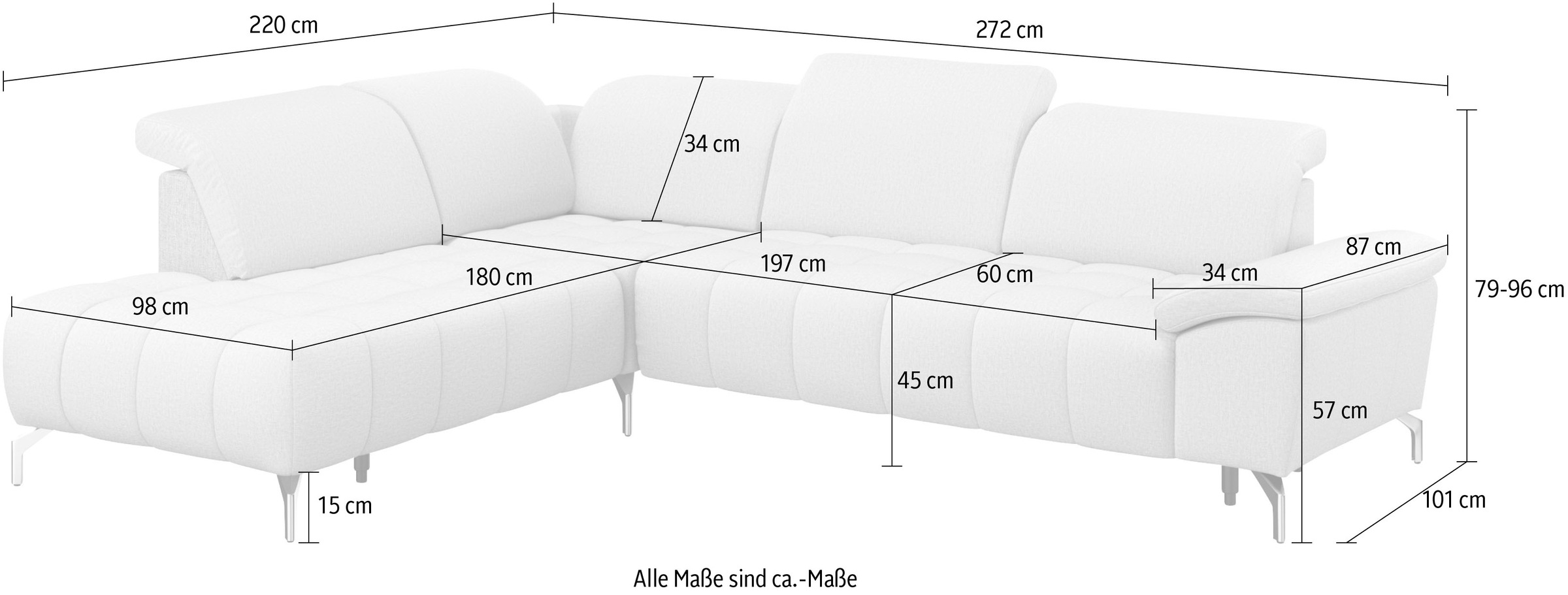 sit&more Ecksofa »Cool L-Form«, wahlweise mit Kopfteilverstellung und Vorziehsitz motorisch