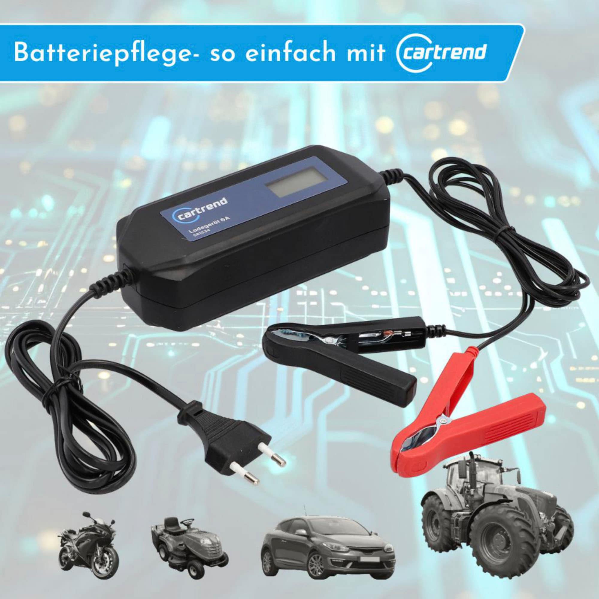 Cartrend Autobatterie-Ladegerät »Batterieladegerät DP6.1 mit Mikroprozessor-Technologie 6V/12V, 6A«
