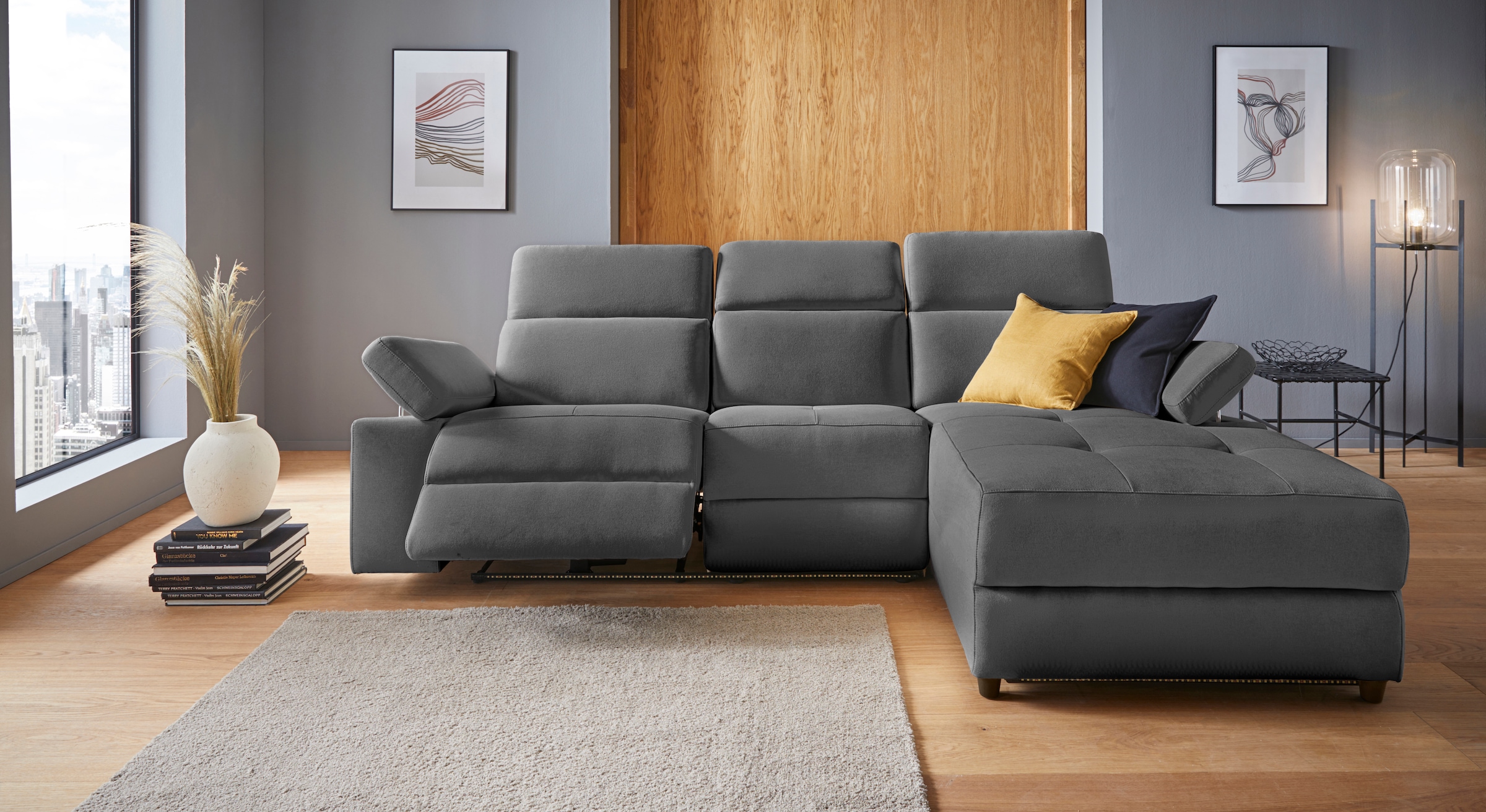Places of Style Ecksofa »Kilado, L-Form,«, mit Relaxfunktion, verstellbarer Armlehne, Kopfteilverstellung