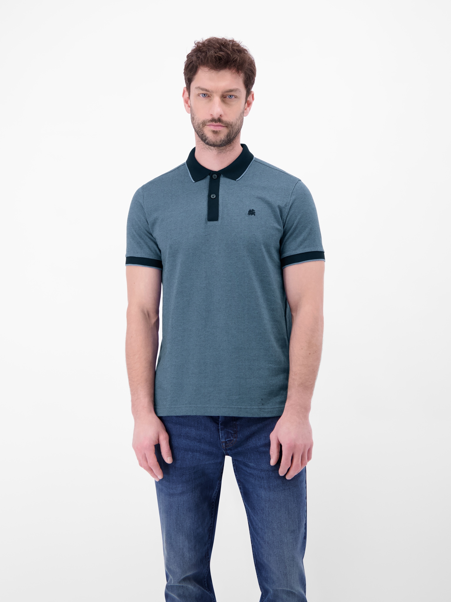 LERROS Poloshirt Kurzarm mit Logostickerei und abgesetzten Ärmeln und Kragen