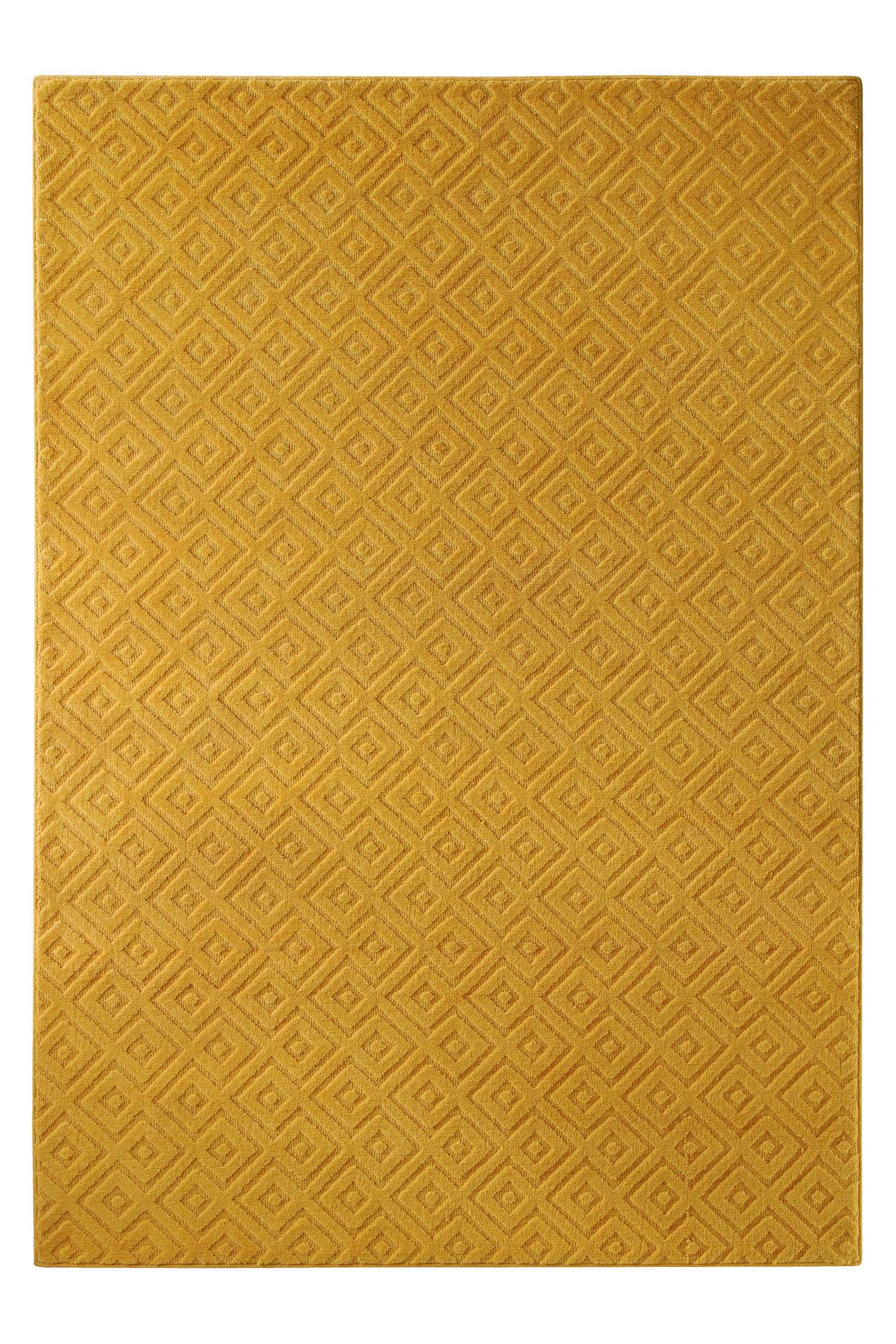 Wecon home Teppich »Castello TWO« rechteckig 7 mm Höhe Schurwolle, Kurzflor mit Hoch-Tief-Effekt, Wohnzimmer, Rautenmuster