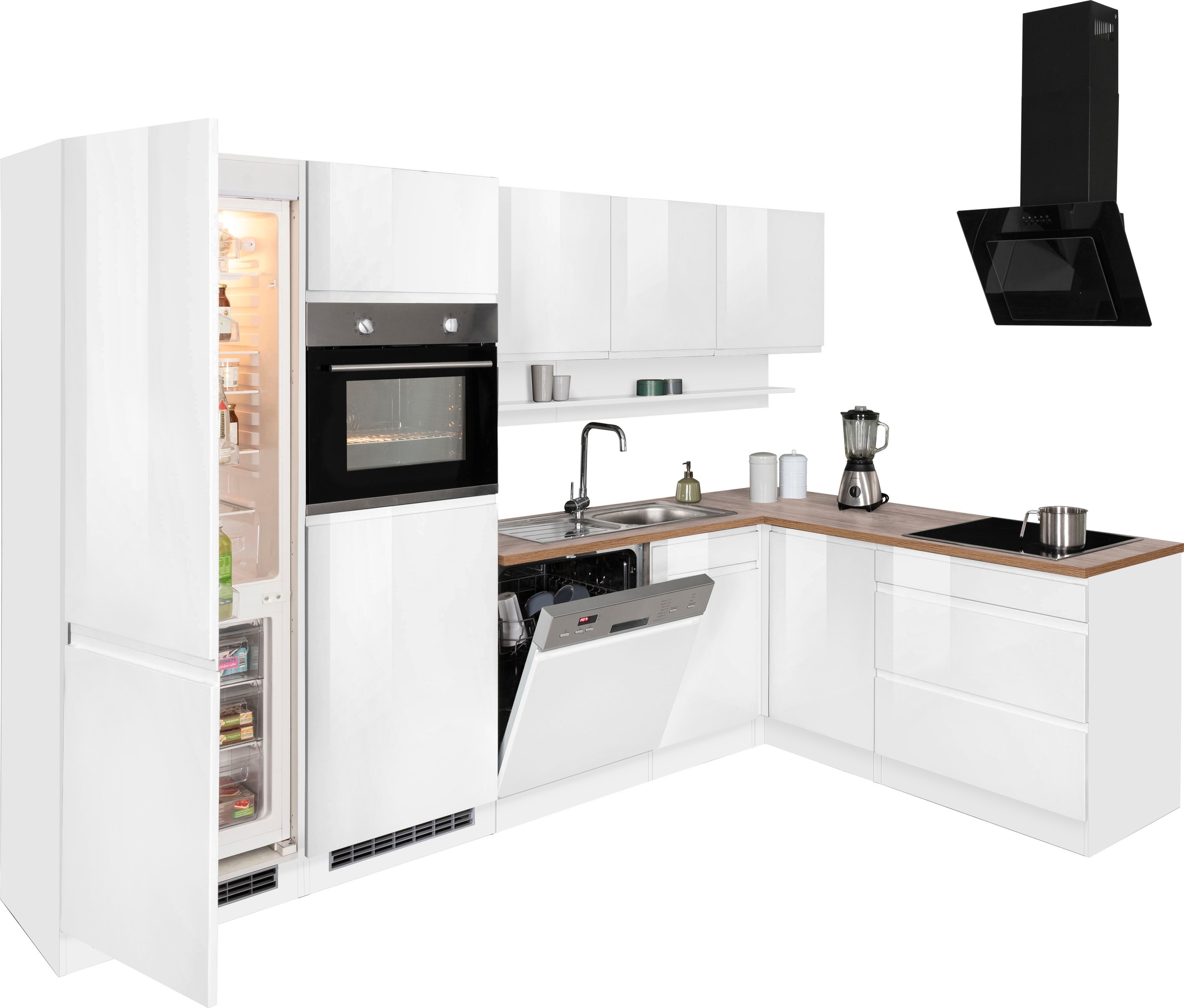 KOCHSTATION Winkelküche »KS-Virginia«, Stellbreite 290/190 cm cm, wahlweise mit Induktion