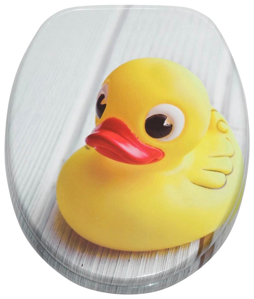 Sanilo Badaccessoire-Set »Ente«, (Komplett-Set, 3 tlg.), bestehend aus WC-Sitz, Badteppich und Waschbeckenstöpsel