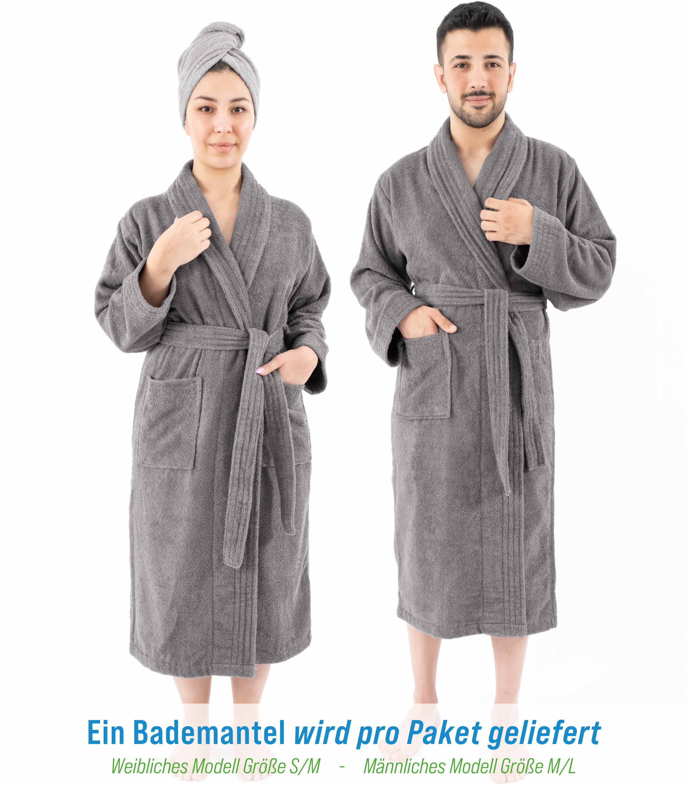 HAMMETEX Bademantel »Bademantel 100% Baumwolle Unisex, 400 GSM, Weich & Saugfähig«, (Packung), ideal für Sauna & Spa, Hotelbademantel, Morgenmantel