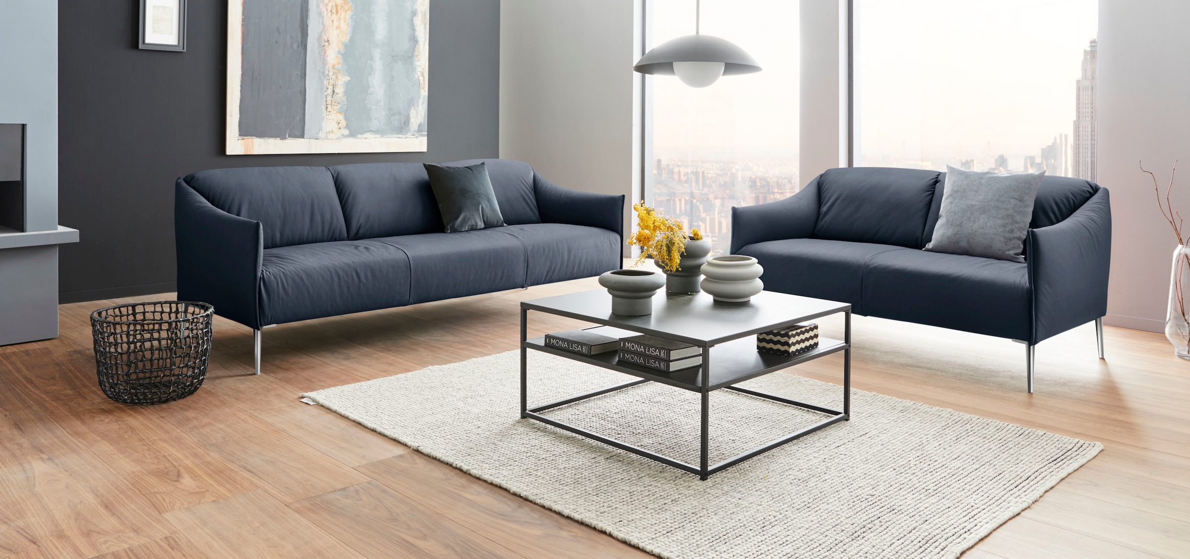 W.SCHILLIG 3-Sitzer »sally«, mit Metallfüßen in Chrom glänzend, Breite 224 cm