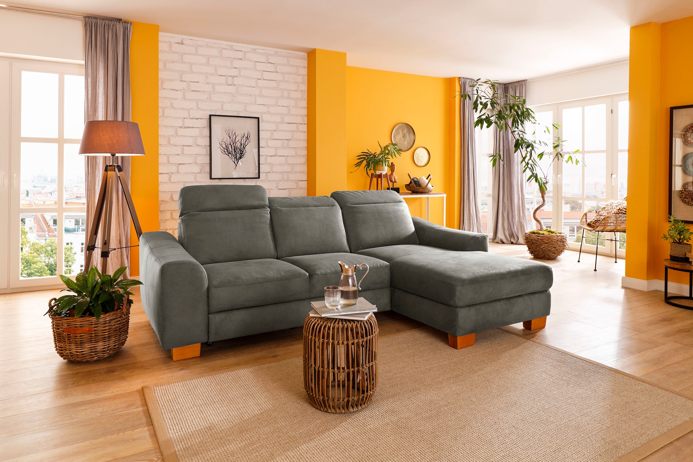 Home affaire Ecksofa »Dundee L-Form«, wahlweise mit Kopfteilverstellung und günstig online kaufen