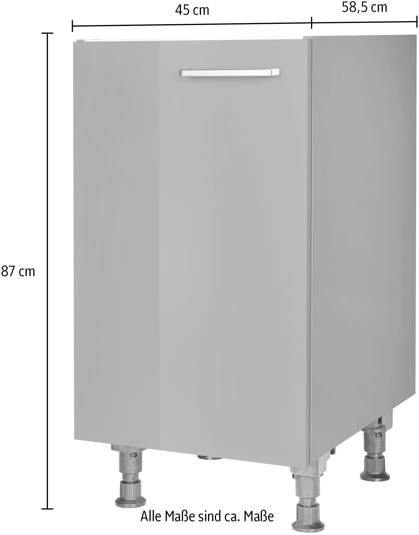 nobilia® Spülenschrank »"Flash", Ausrichtung wählbar, vormontiert, in den Breiten« 45 und 60 cm, mit höhenverstellbaren Sockelfüßen