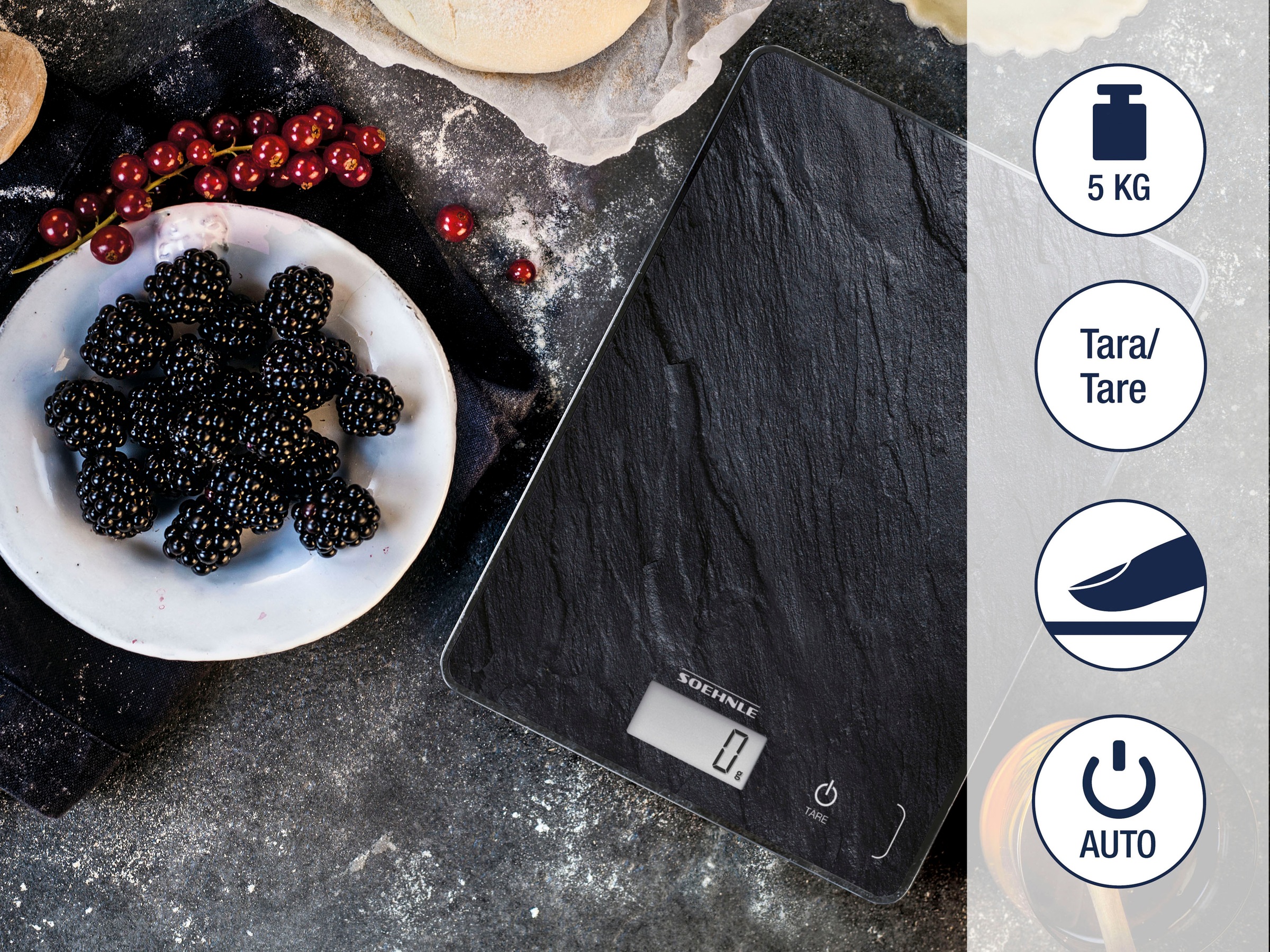 Soehnle Küchenwaage »Page Compact 300 Slate«, Tragkraft 5 kg, 1 g genaue Te günstig online kaufen