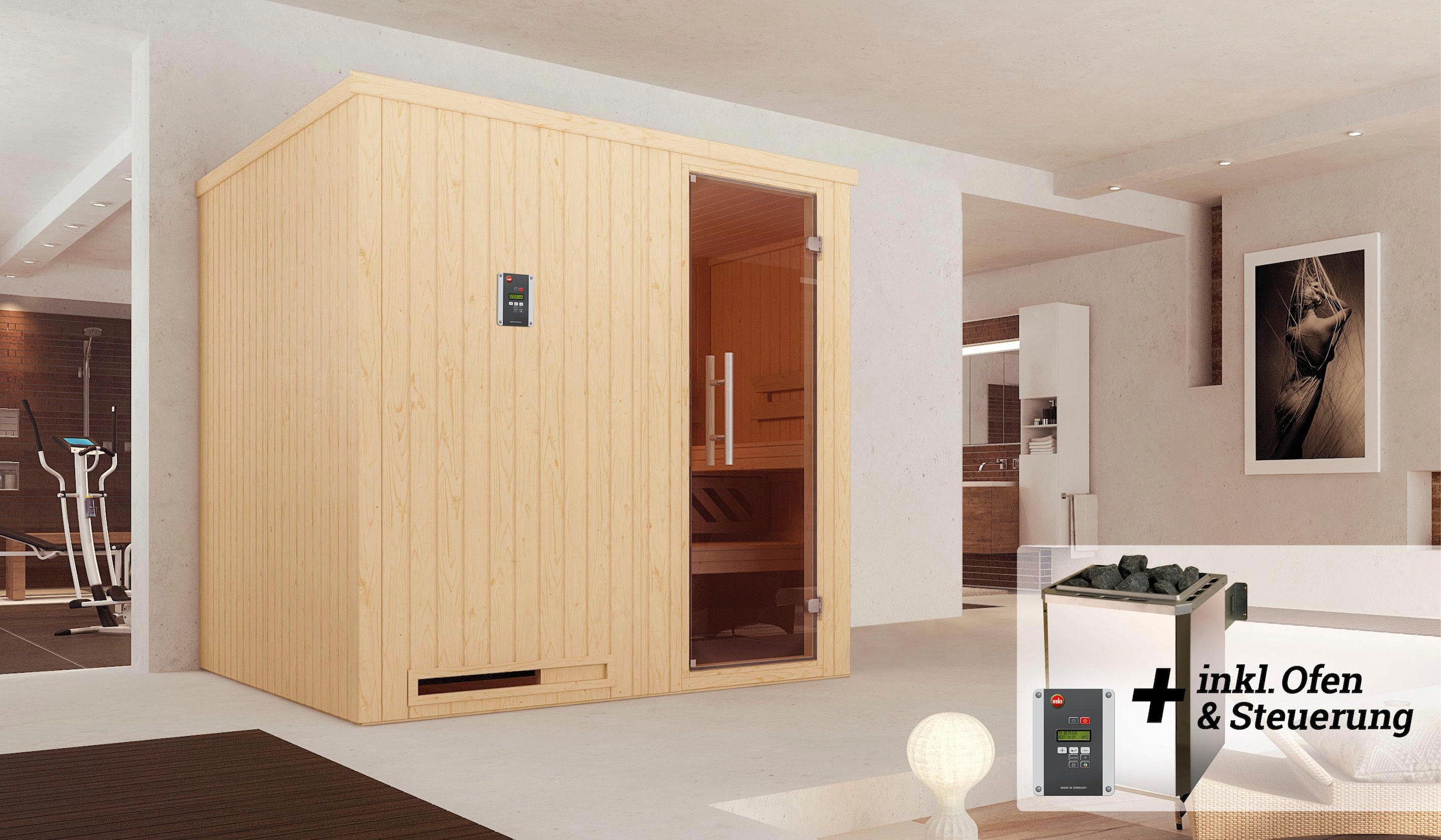 weka Sauna »Halmstad«, 7,5 kW-Ofen mit digitaler Steuerung
