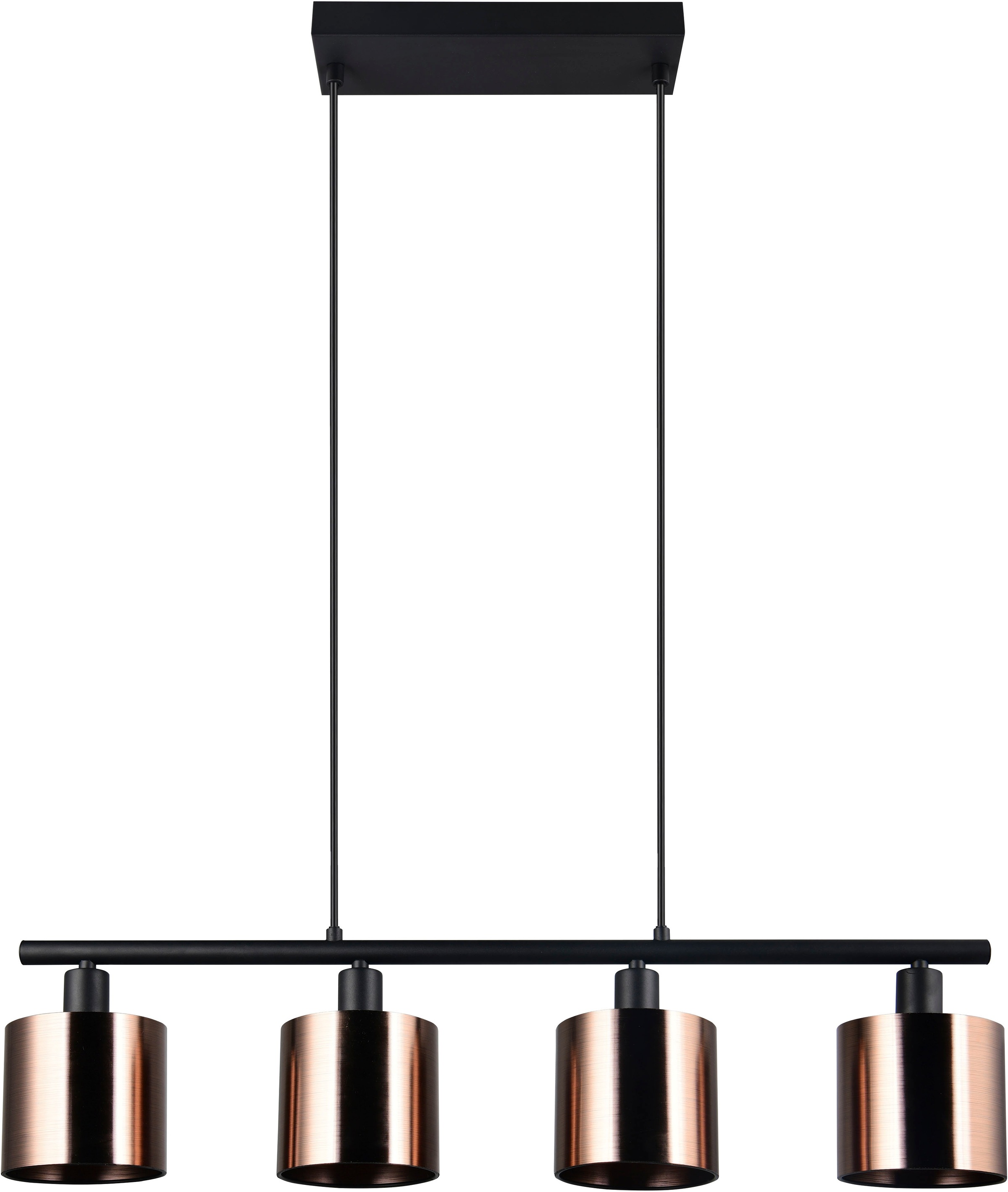 REALITY Leuchten Pendelleuchte »Jason, ohne Leuchtmittel Hängelampe Esstisch 4-flammig, 4xE14 max 10W«, 4 flammig, Leuchtmittel E14 | Leuchtmittel wechselbar, höhenverstellbar max 150cm, mit semi-transparenten Kunststoff-Schirmen