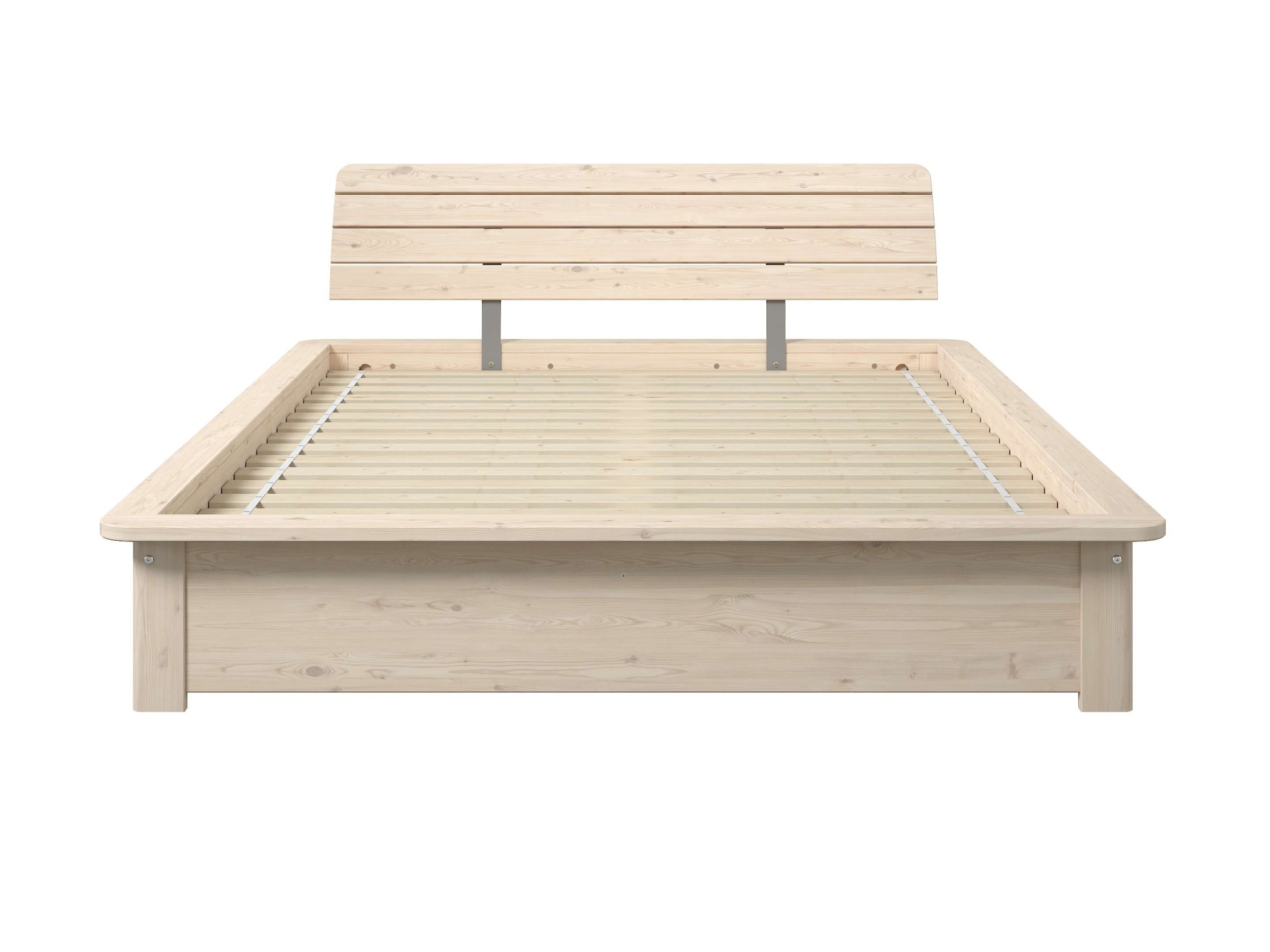 OTTO home Massivholzbett »Antri, Futonbett, ergonomisch geformtes Kopfteil, stilvolles Design« Rahmen zur Ablage von Smartphone, mit Lattenrost, Bettkasten optional