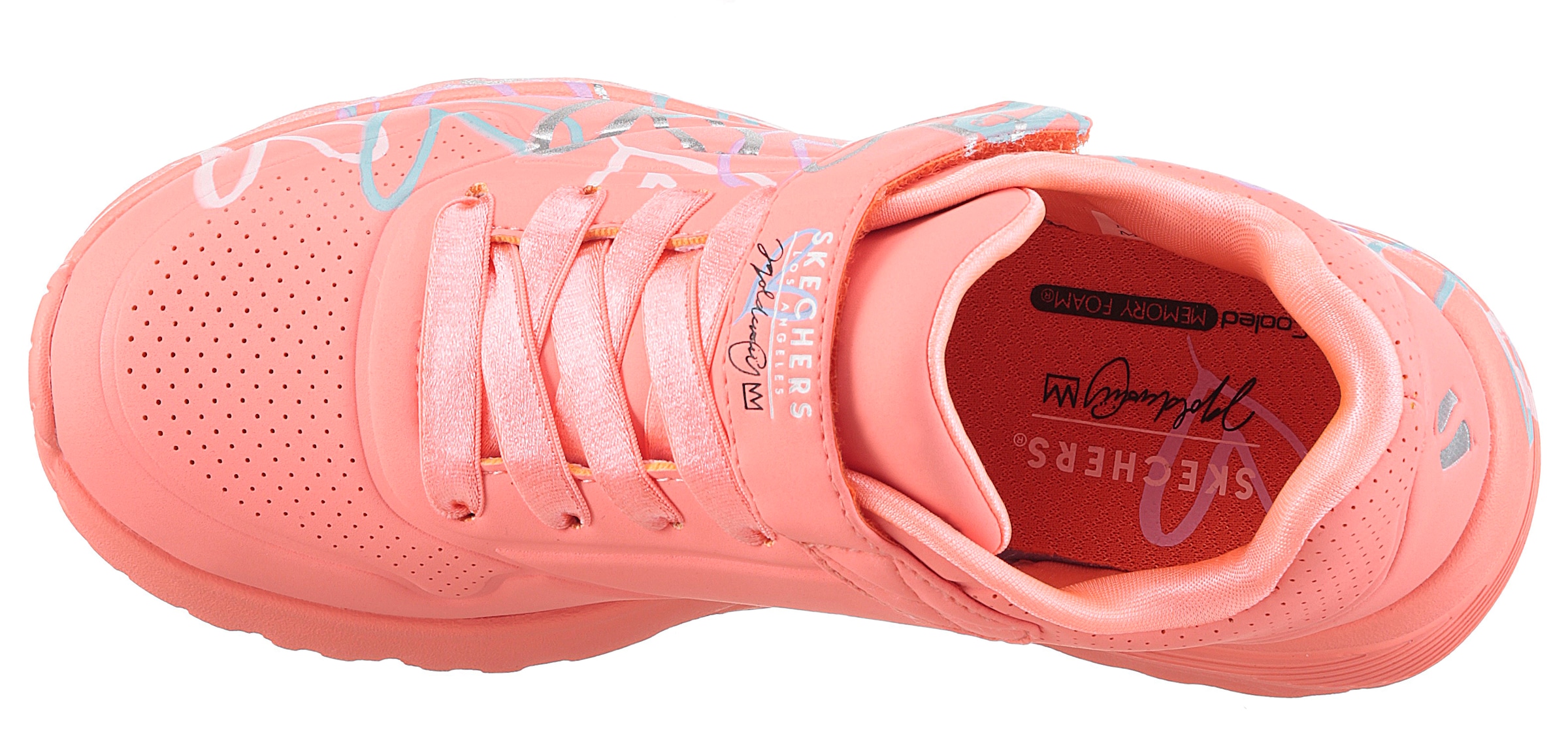 Skechers Sneaker »UNO LITE - LOVE LEVITATE«, Schnürschuh mit bedruckter Sohle, Größenschablone zum Download