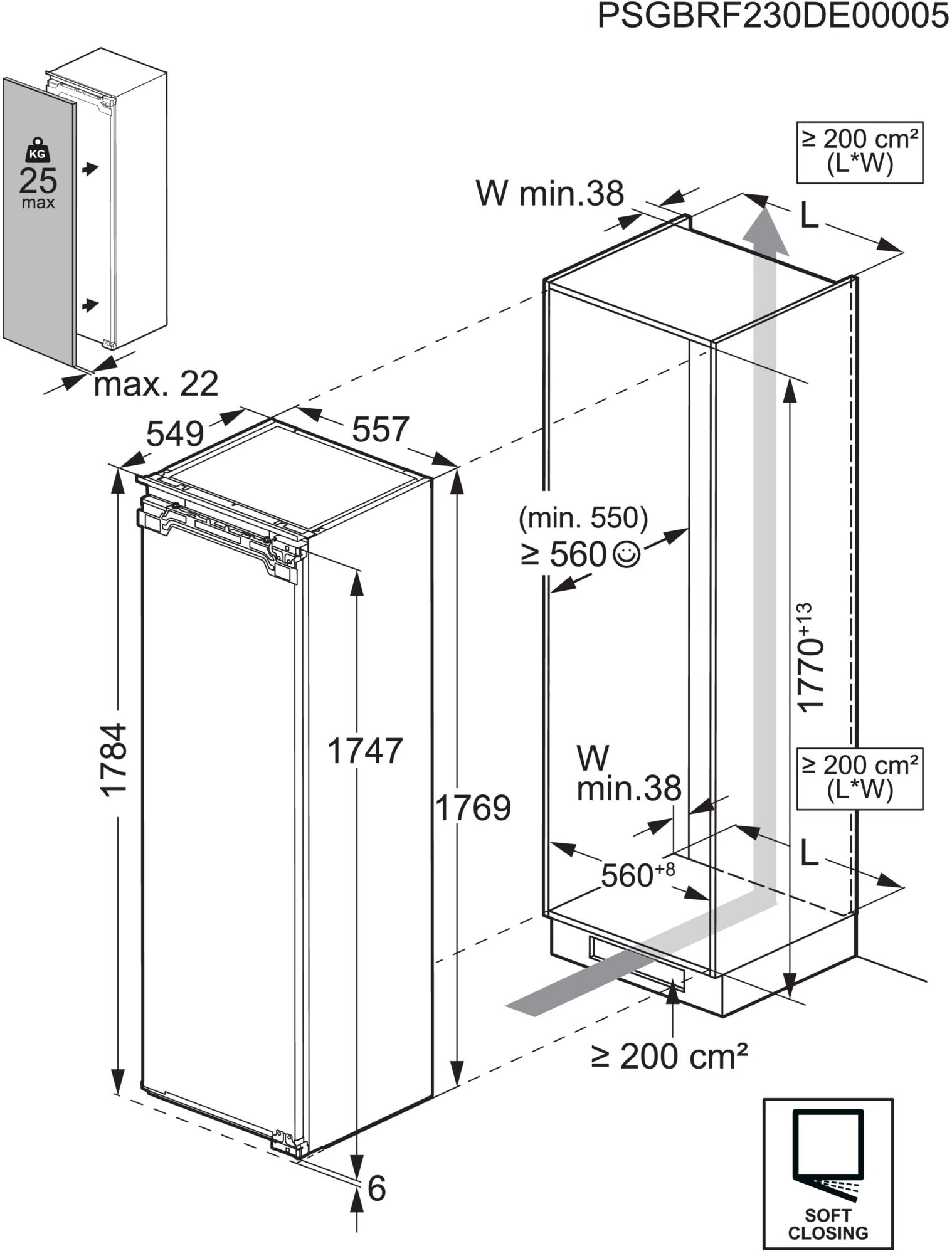 AEG Einbaukühlschrank 9000 »923586301« 176,9 cm hoch 55,7 cm breit LongFresh 0 °C-Zone