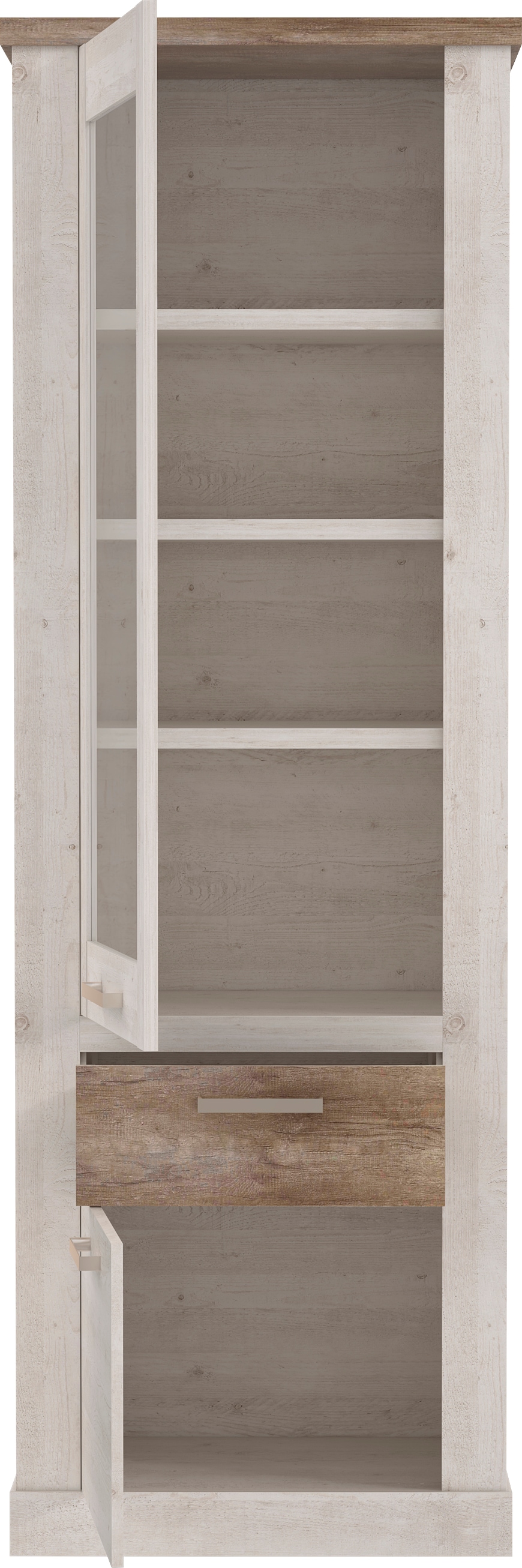 FORTE Vitrine »Duro«, Höhe 212 cm, Glasvitrine mit Schublade, im Landhausstil