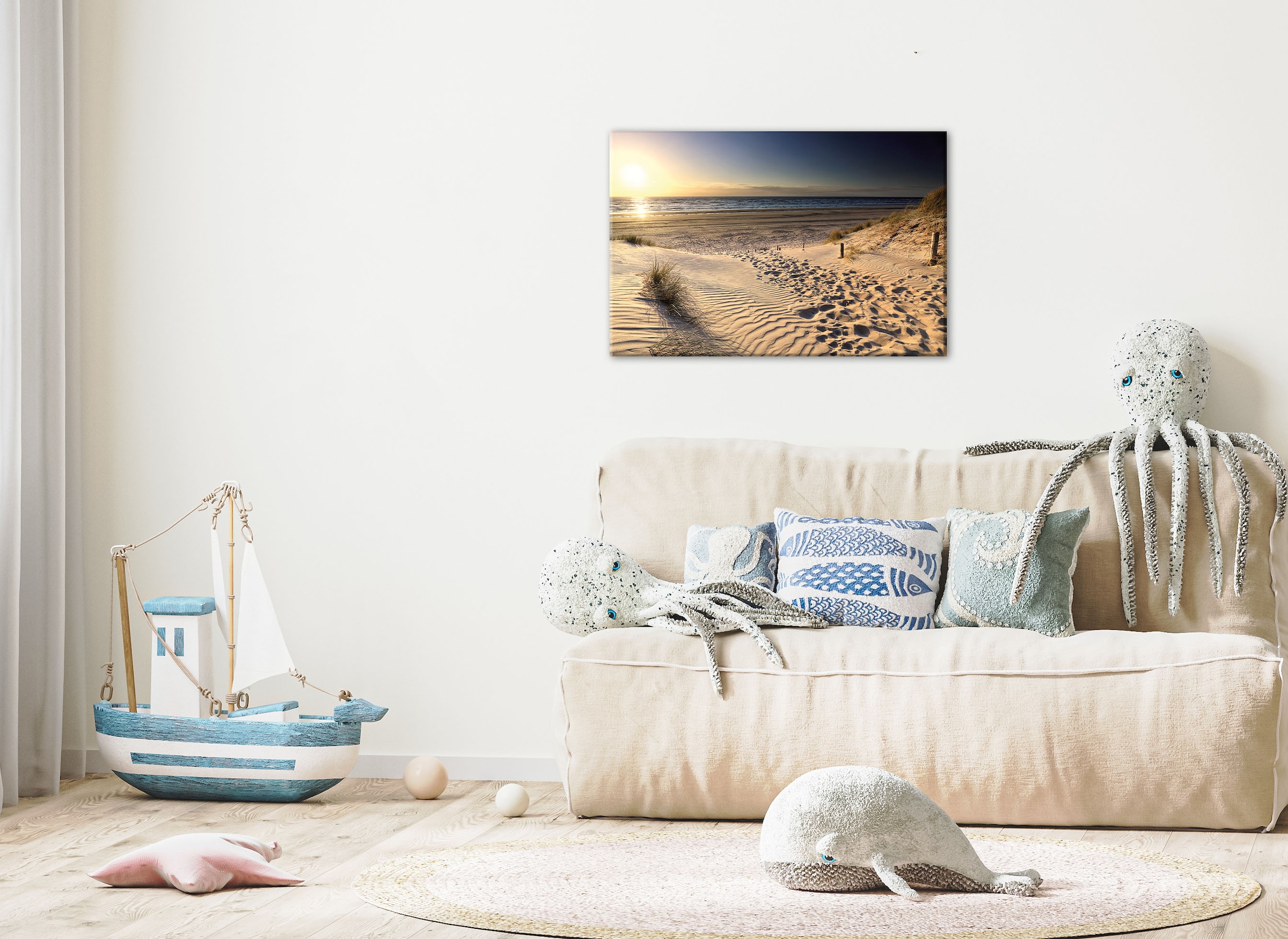 Bönninghoff Leinwandbild, Strand-Strandbilder-Meer-Meer Bilder-Sonnenaufgang-Sonnenaufgang & -untergang-Bilder vom Sonnenuntergang & -aufgang-Natur-Landschaft-Landschaften, (1 St.)